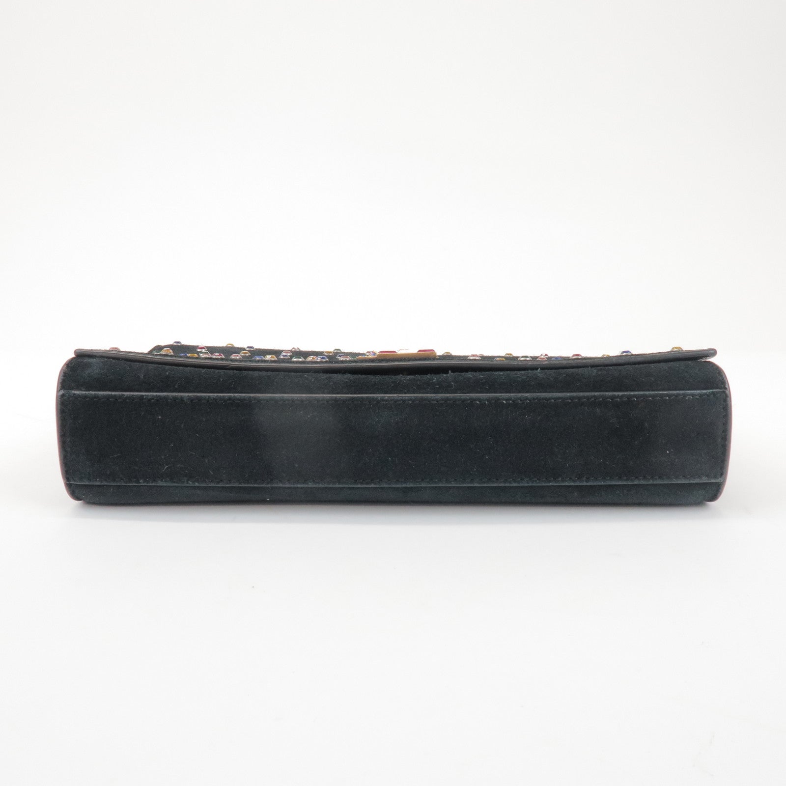 SAINT LAURENT PARIS Cassandra Suede Rhinestone Shoulder Bag 513074