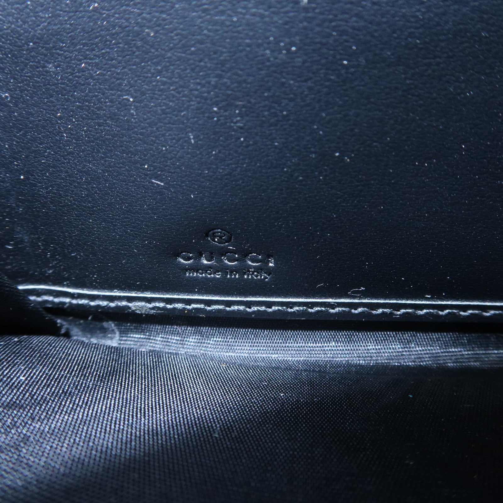 GUCCI Blade Embroidery Leather Zip Around Long Wallet Black Used