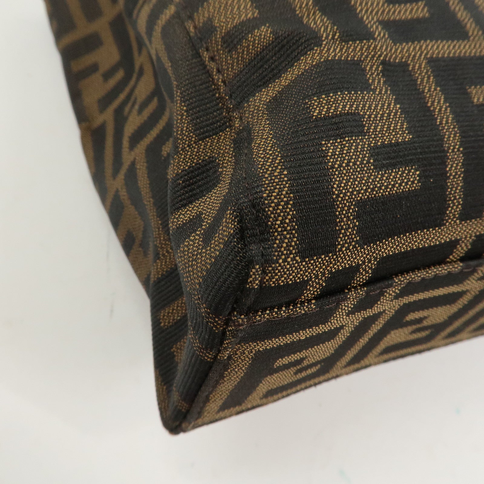 FENDI Zucca Canvas Leather Hand Bag Tote Bag Brown 8BH072