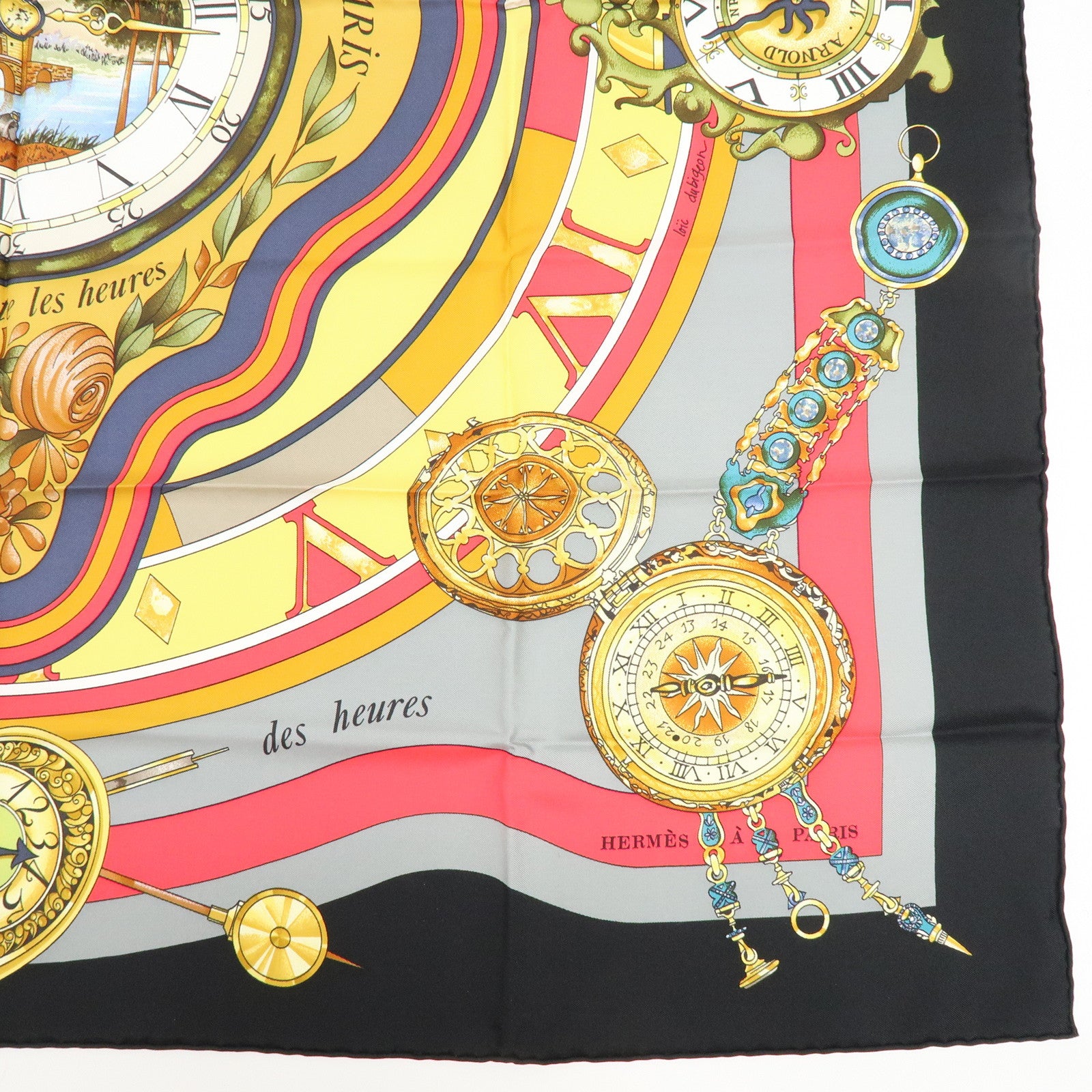 HERMES Carre90 Silk100% Scarf Parmi les fleurs je compte les heures
