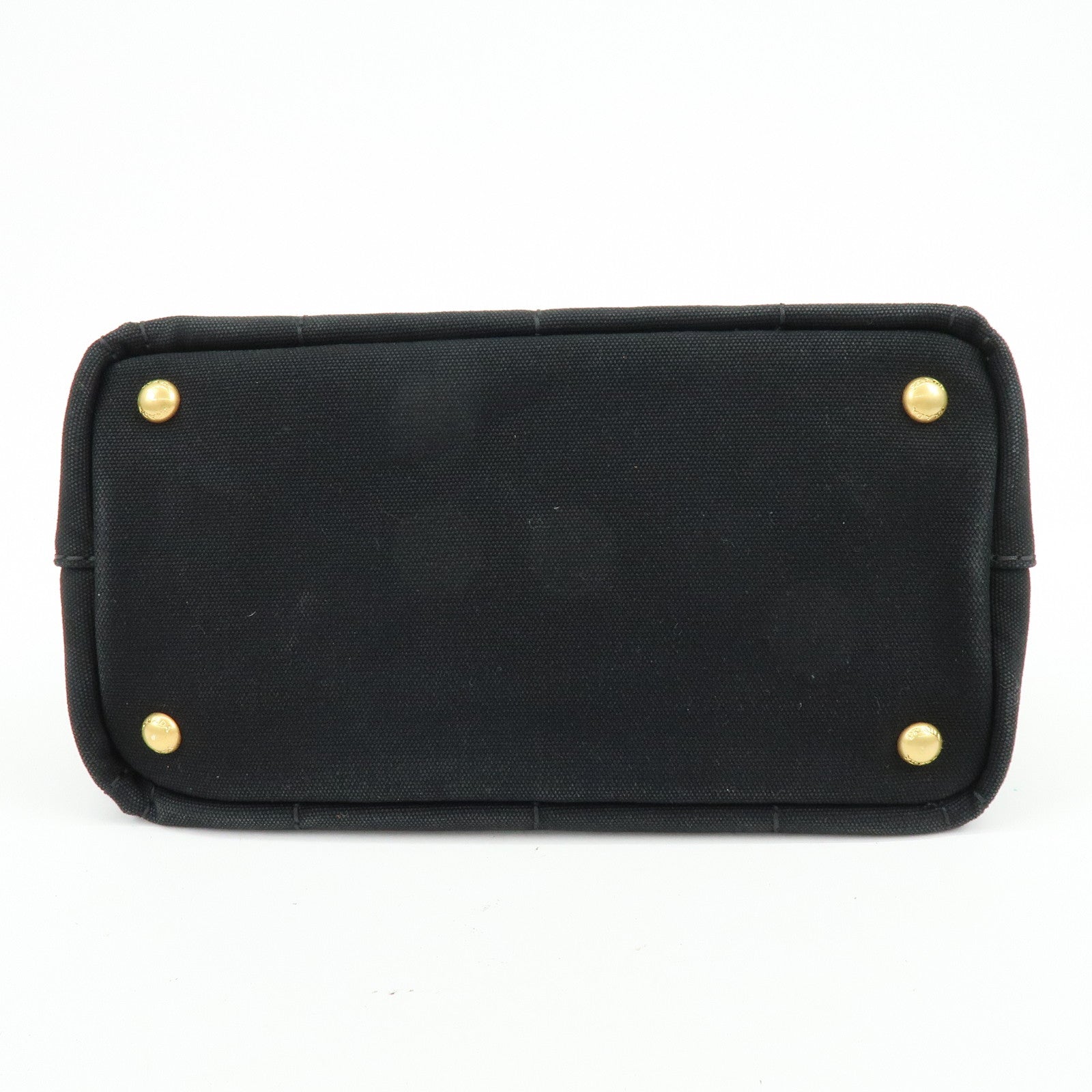 PRADA Triangle Logo Canapa Mini Canvas 2Way Hand Bag Black 1BG439