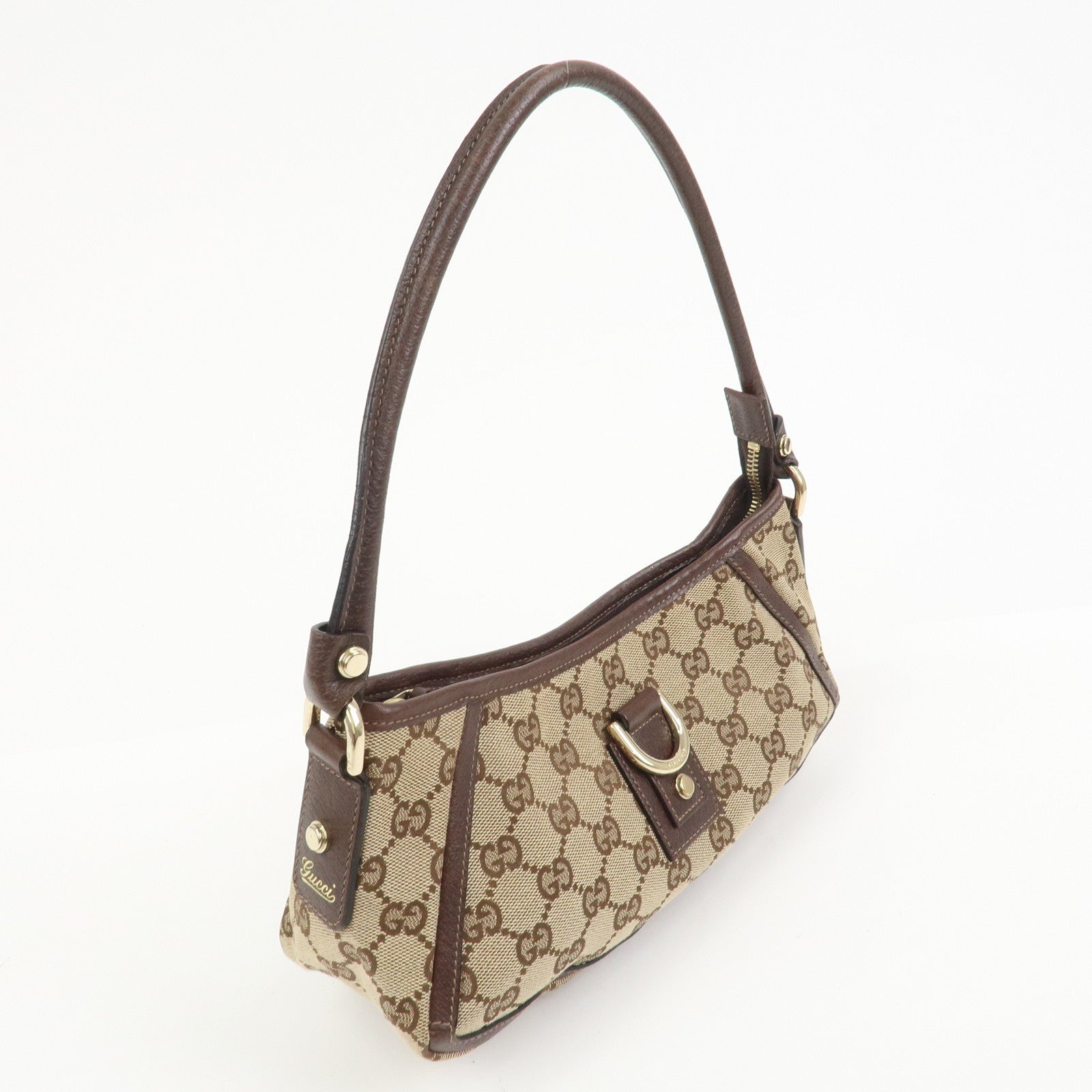 GUCCI Abbey GG Canvas Leather Shoulder Bag Hand Bag Beige 130939