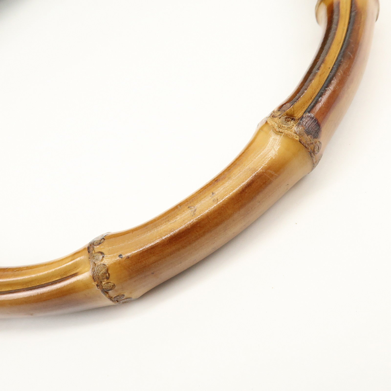 GUCCI Bamboo Nylon Leather Shoulder Bag Hand Bag Brown 000・2214