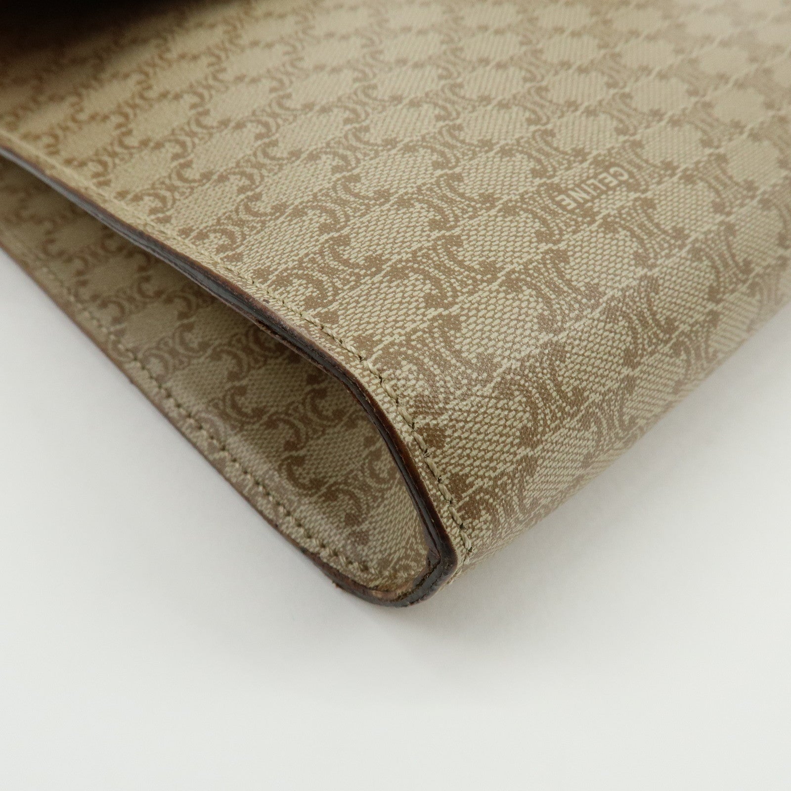 CELINE Macadam PVC Leather Shoulder Bag Clutch Bag Beige