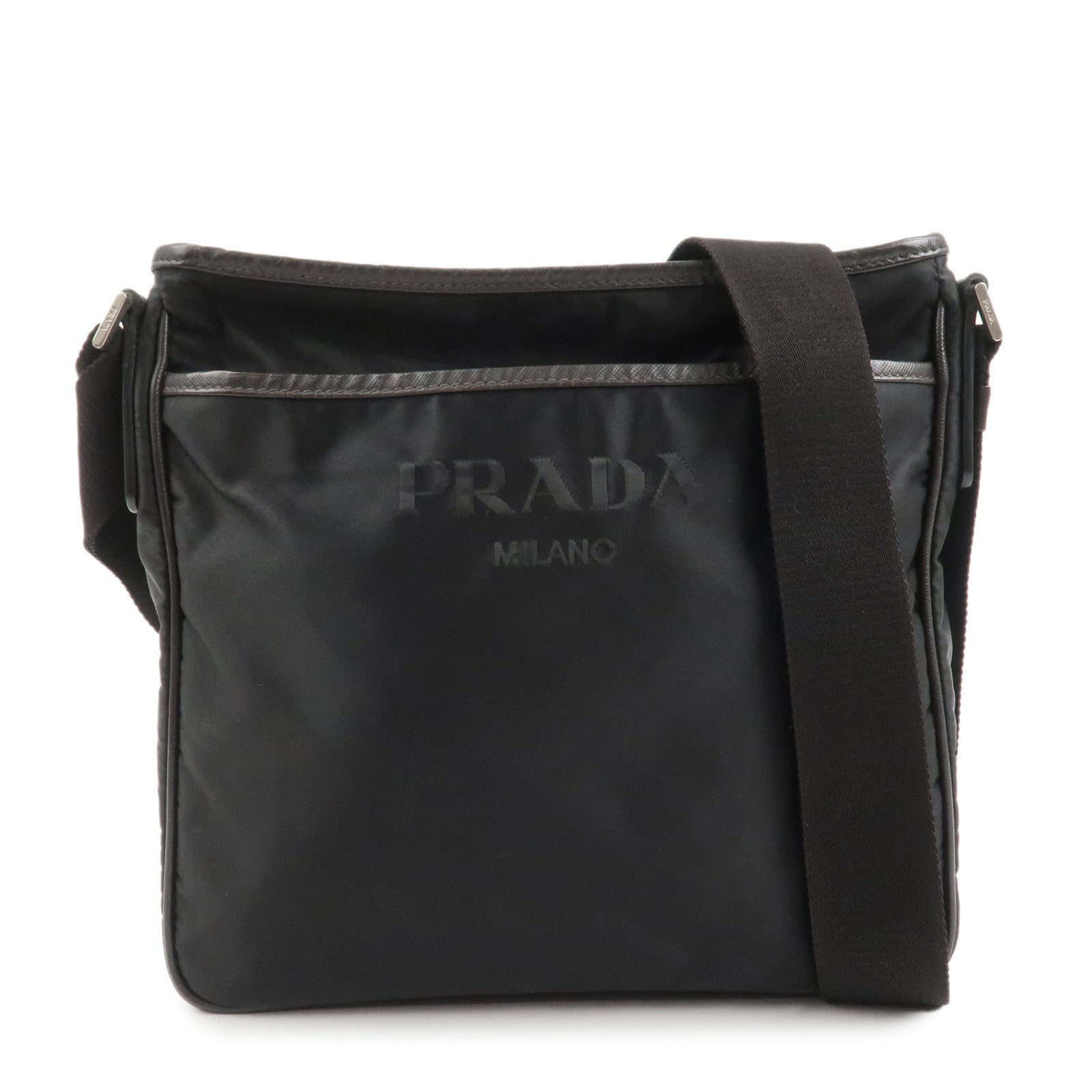 PRADA Triangle Logo Nylon Shoulder Bag Hand Bag Black