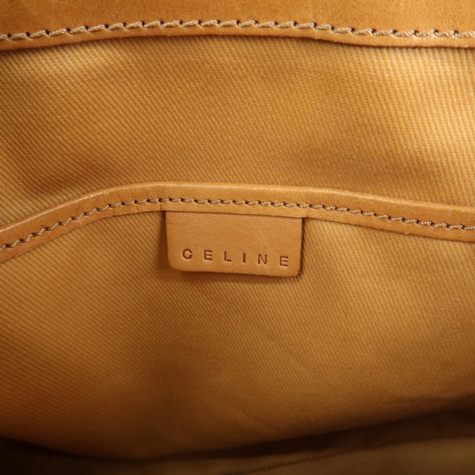 CELINE C Macadam Suede Leather Hand Bag Tote Bag Brown Gold HDW
