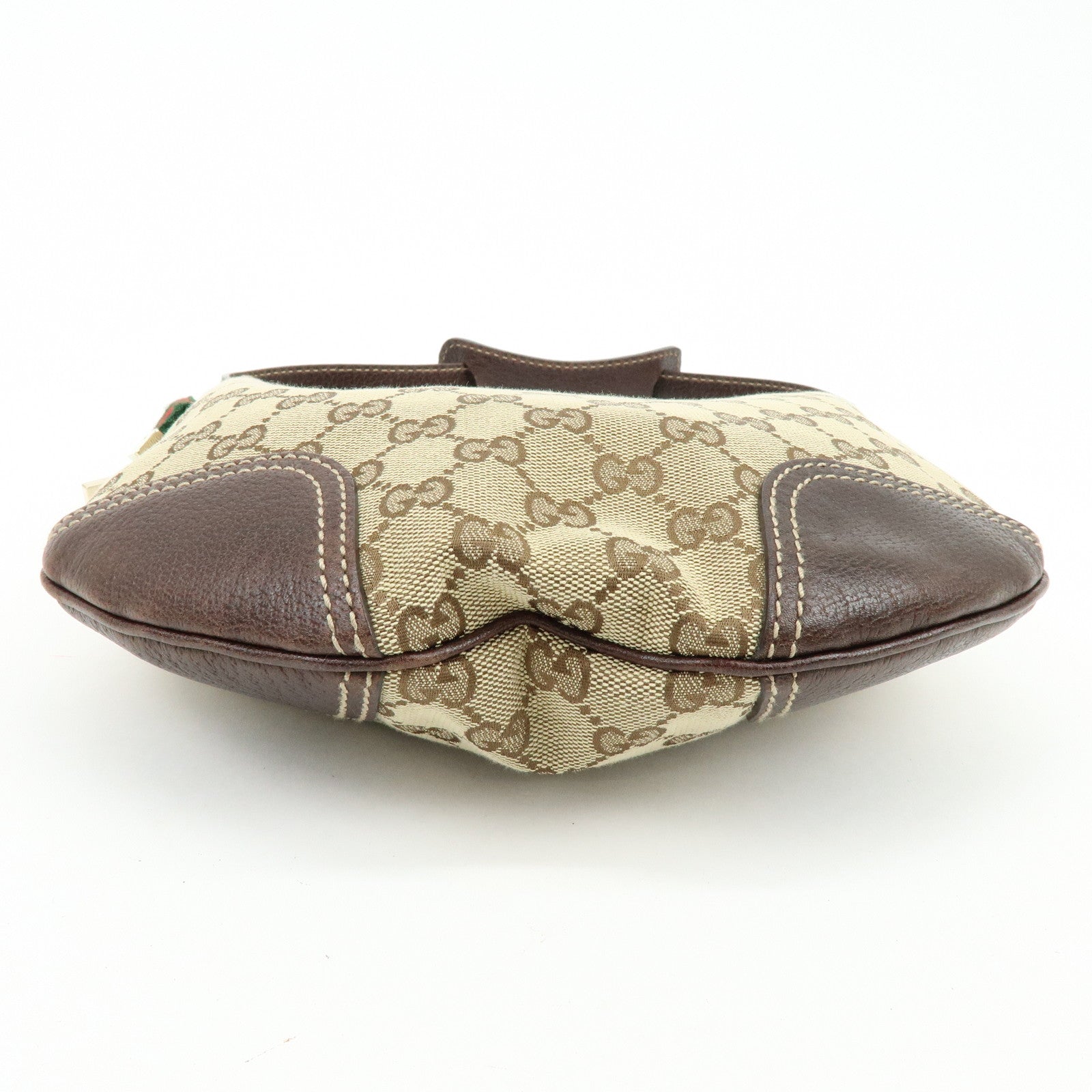 GUCCI Sherry GG Canvas Leather Shoulder Bag Beige Brown 162895