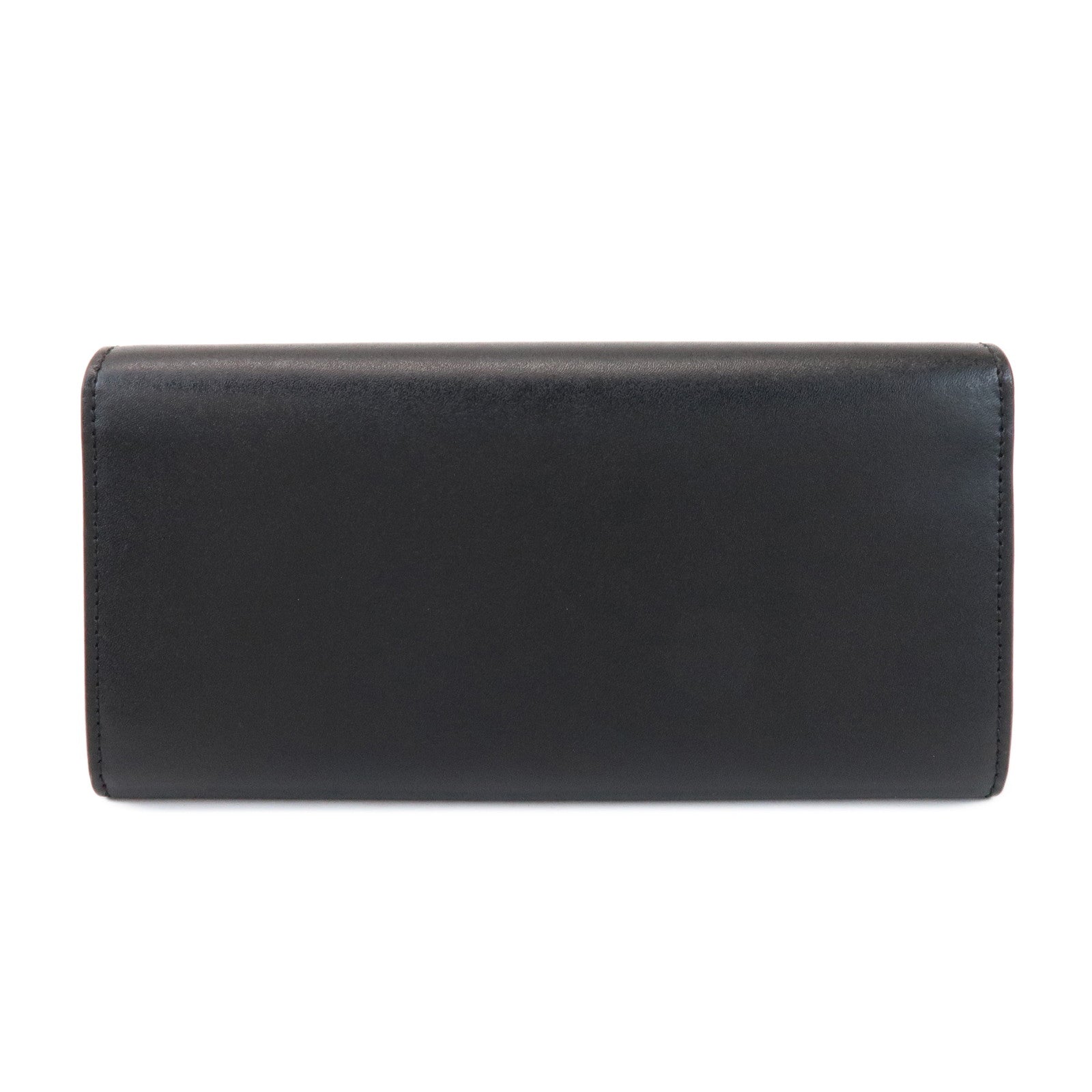 FENDI Leather Chain Wallet WOC Flap Wallet Black 8M0365