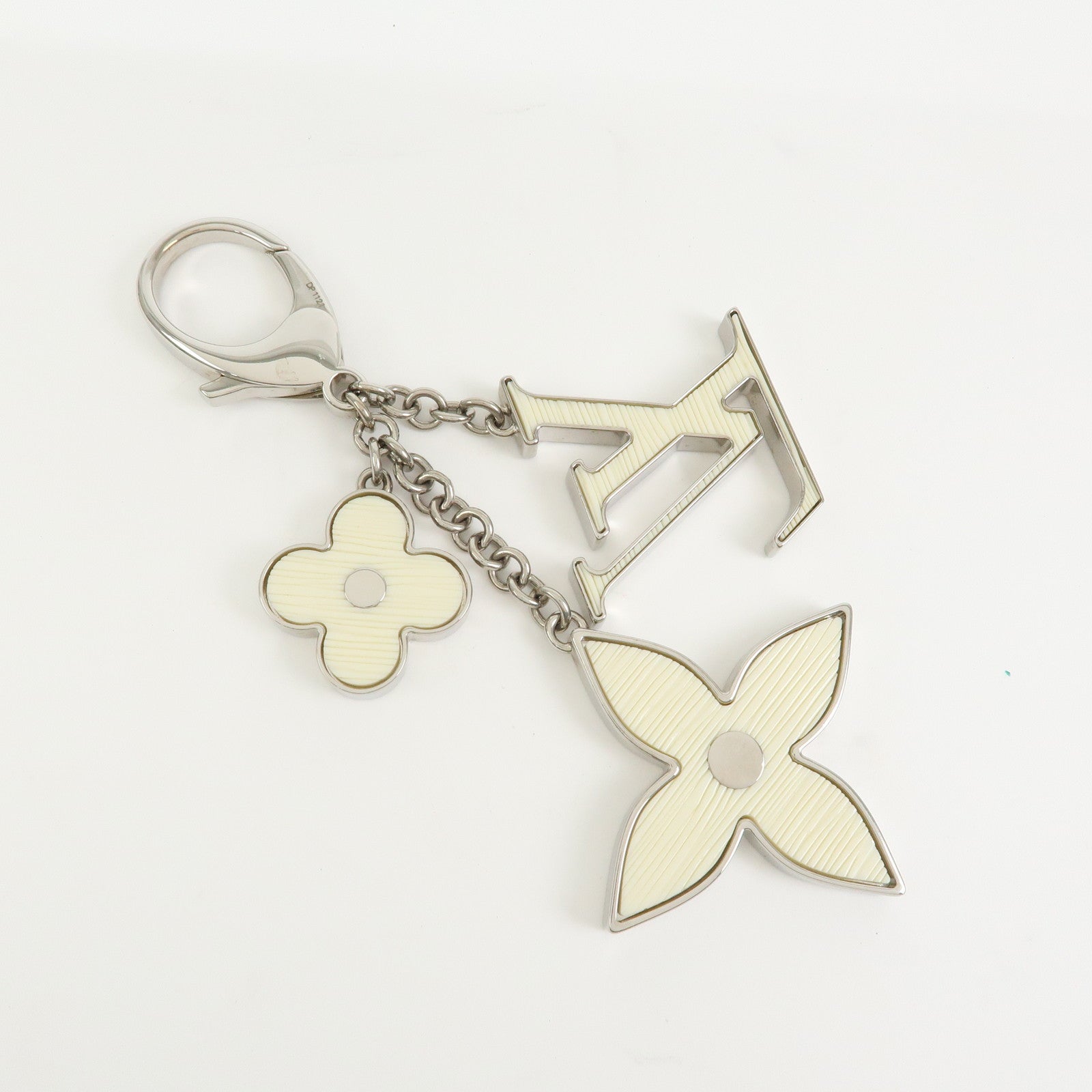 Louis Vuitton Bijoux Sac Fleur de Epi Bag Charm Silver White M65085