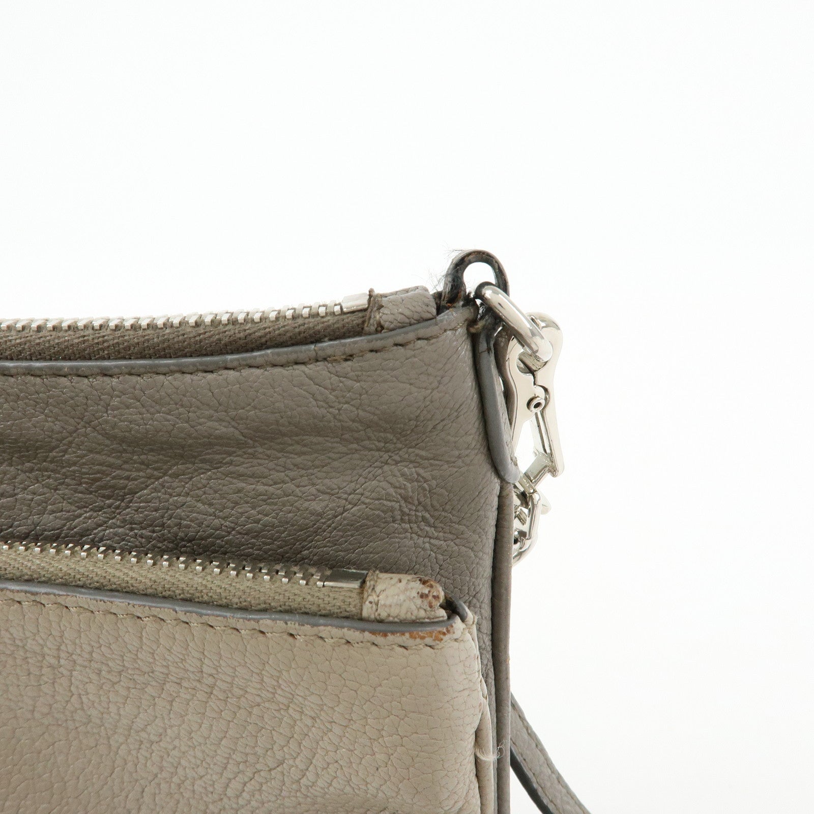 MIU MIU MADRAS Leather Shoulder Bag Crossbody Bag Gray RP0369