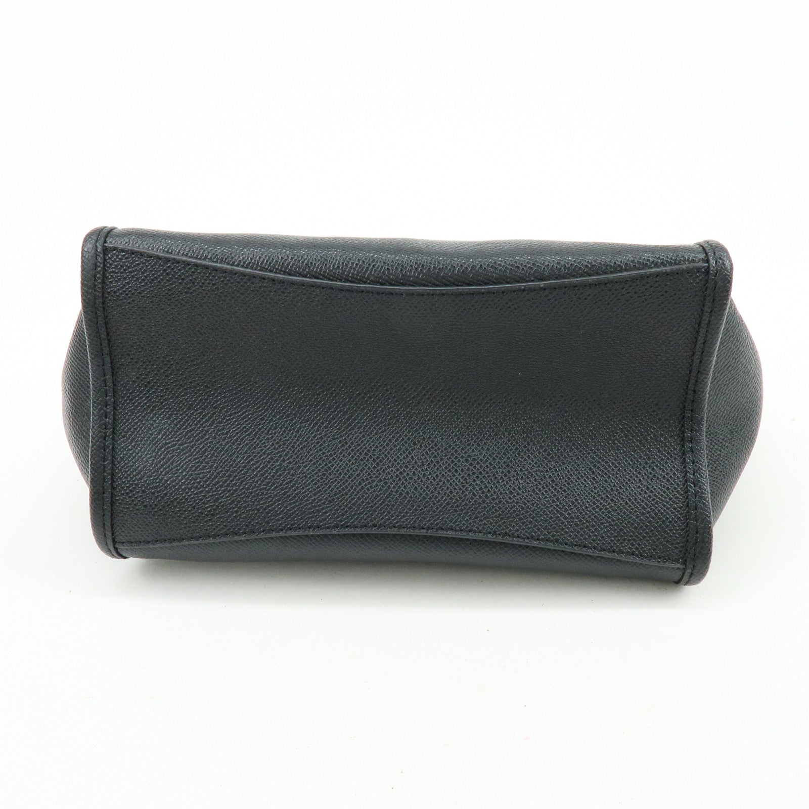 COACH Logo Leather Hand Bag Tote Bag Shouder Bag Black