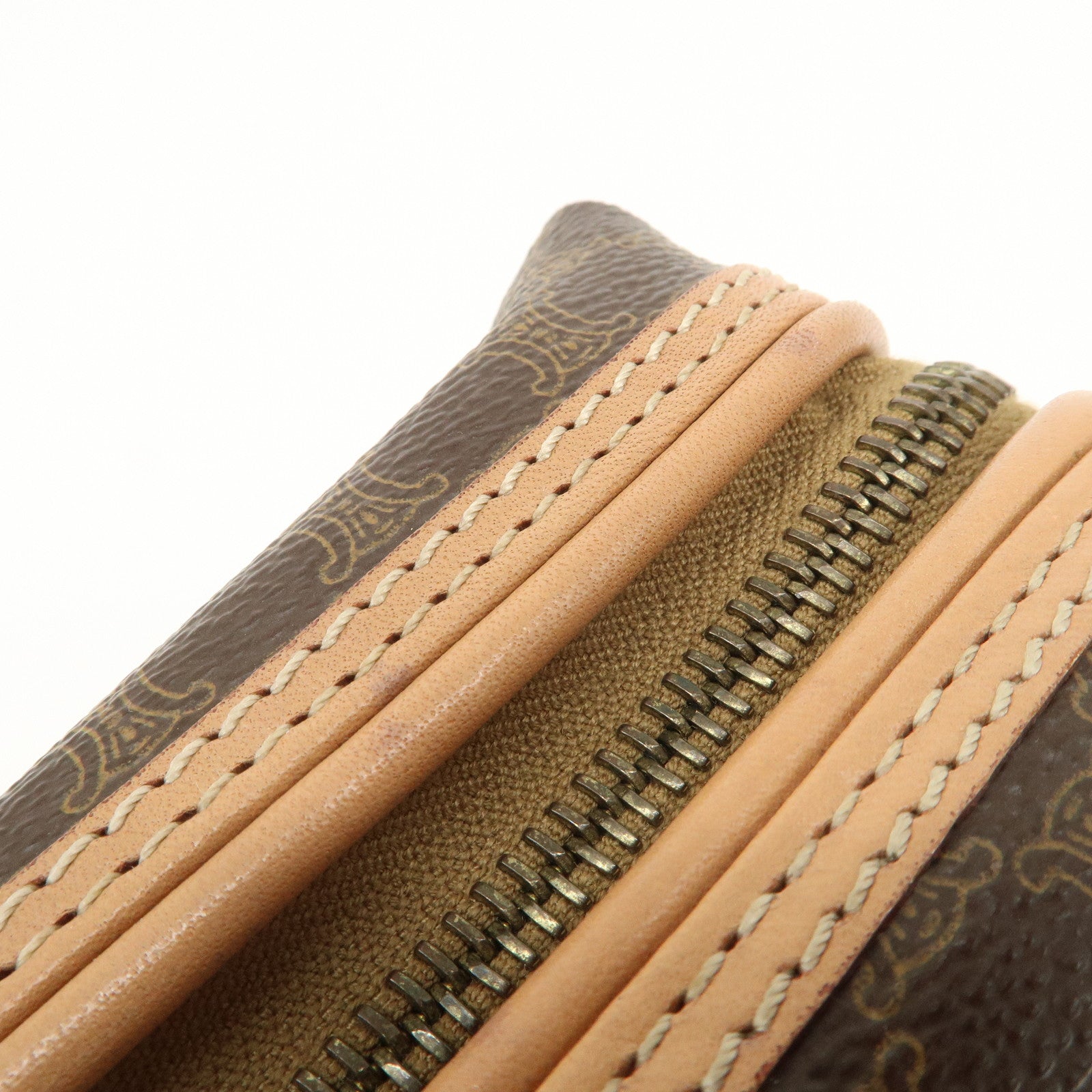 CELINE Macadam PVC Leather Pouch Cosmetic Pouch Brown