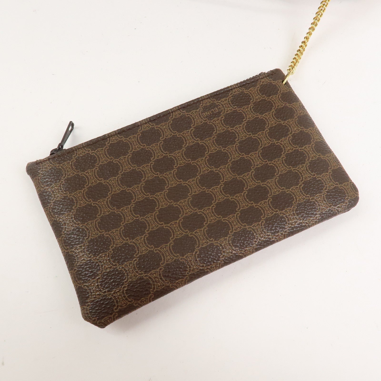 CELINE Macadam PVC Leather Drawstring Shoulder Bag Brown