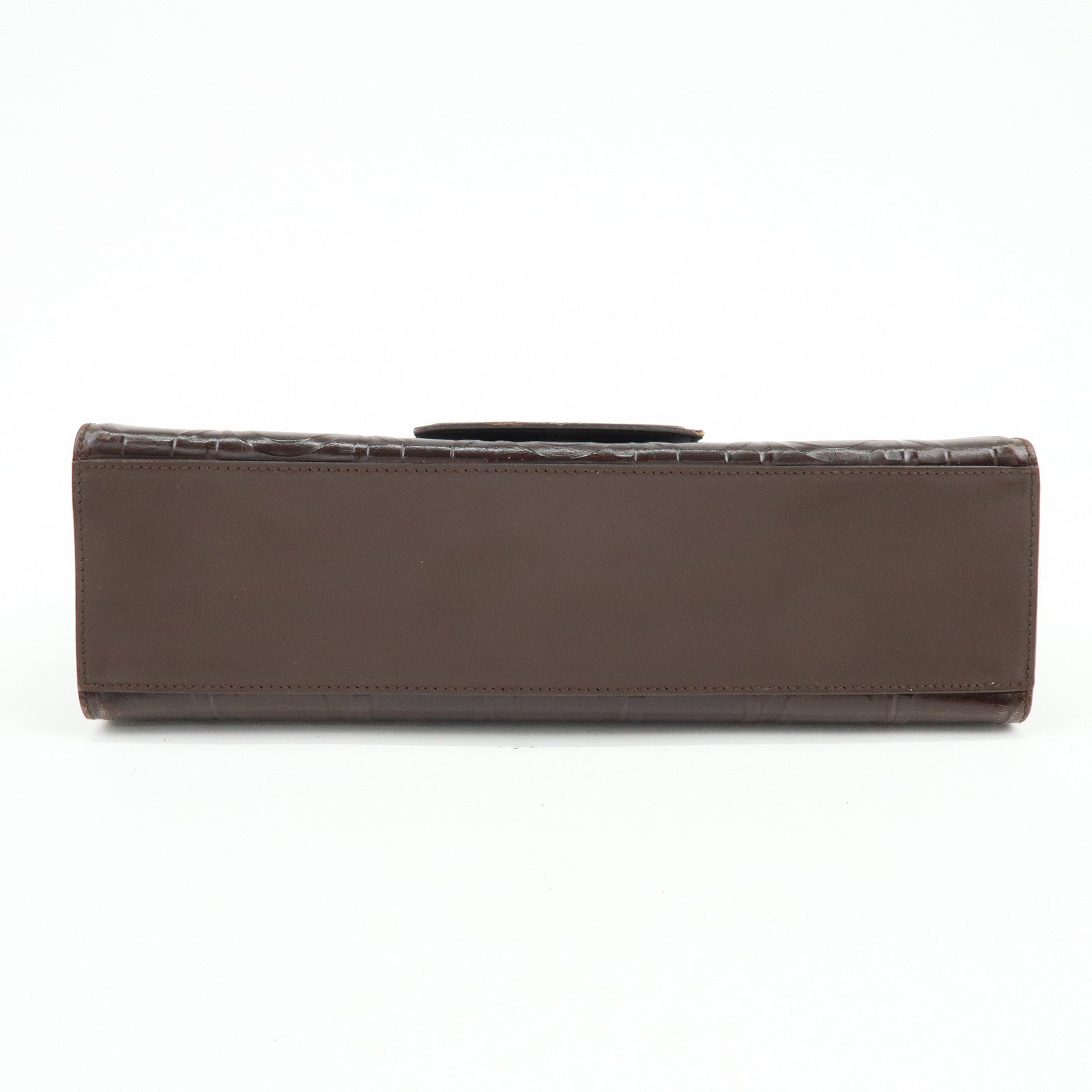 Ferragamo Gancini Leather Shoulder Bag Hand Bag Dark Brown