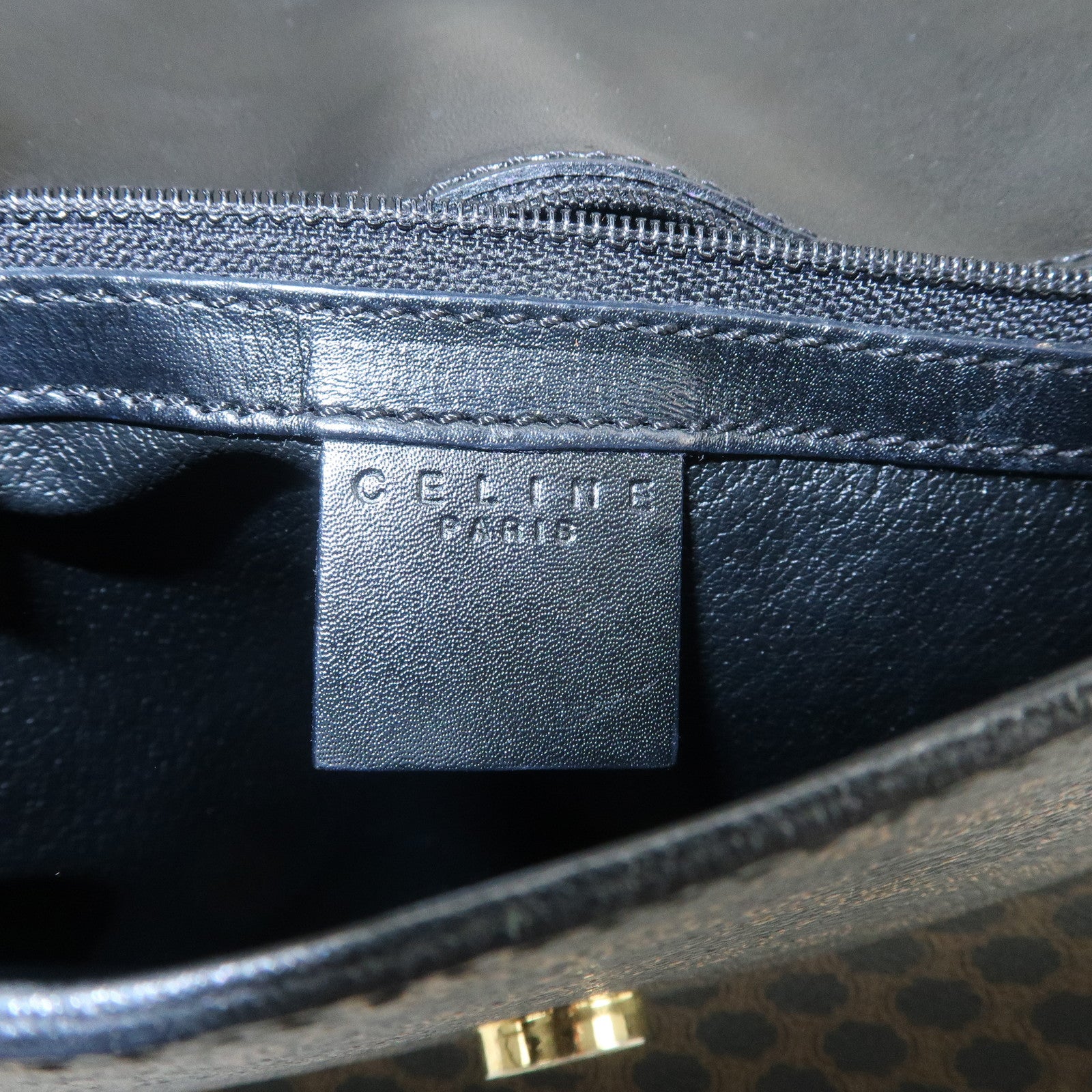 CELINE Macadam PVC Leather Shoulder Bag Hand Bag Black Brown