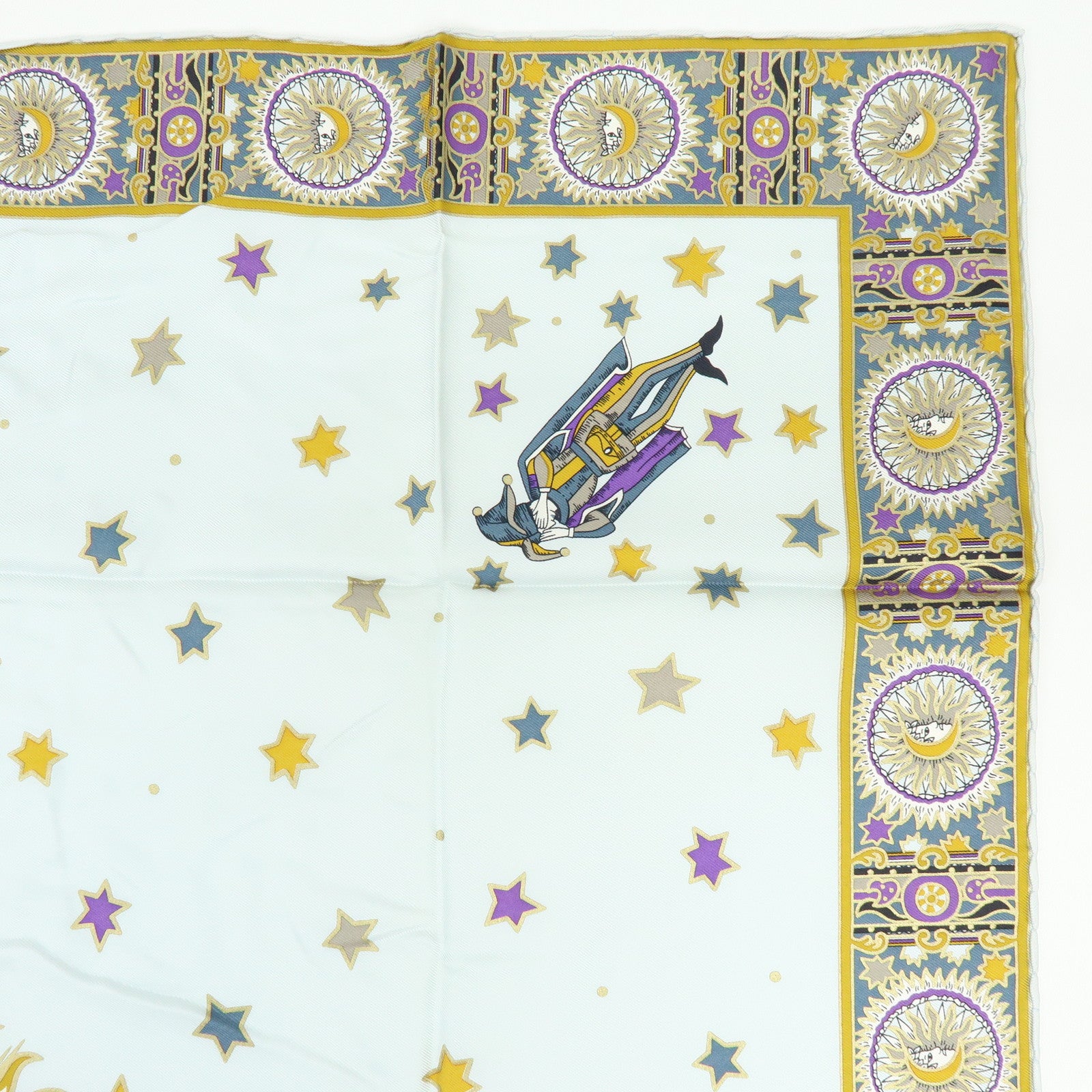 Christian Dior Silk 100% Scarf Celestial Star Motif Light Blue