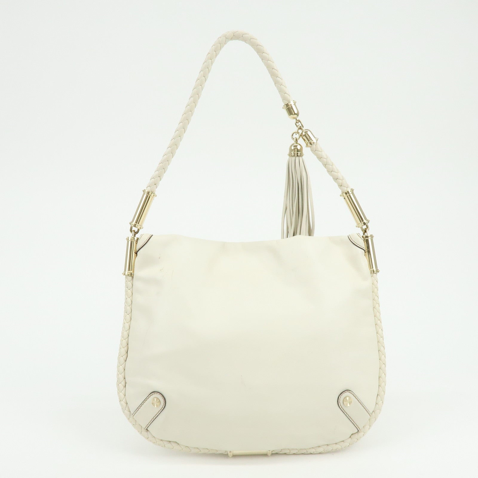 GUCCI Interlocking G Leather Shoulder Bag Ivory 167732