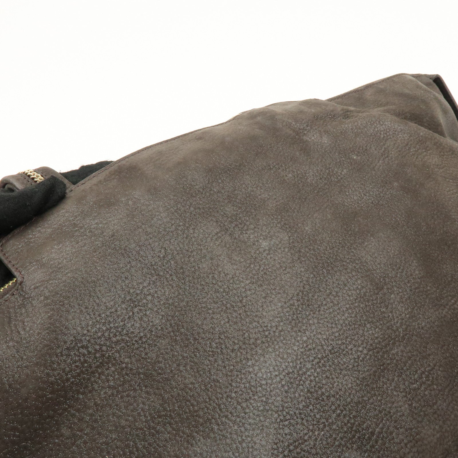 FENDI Leather Tote Bag Shoulder Bag Dark Brown 8BR636