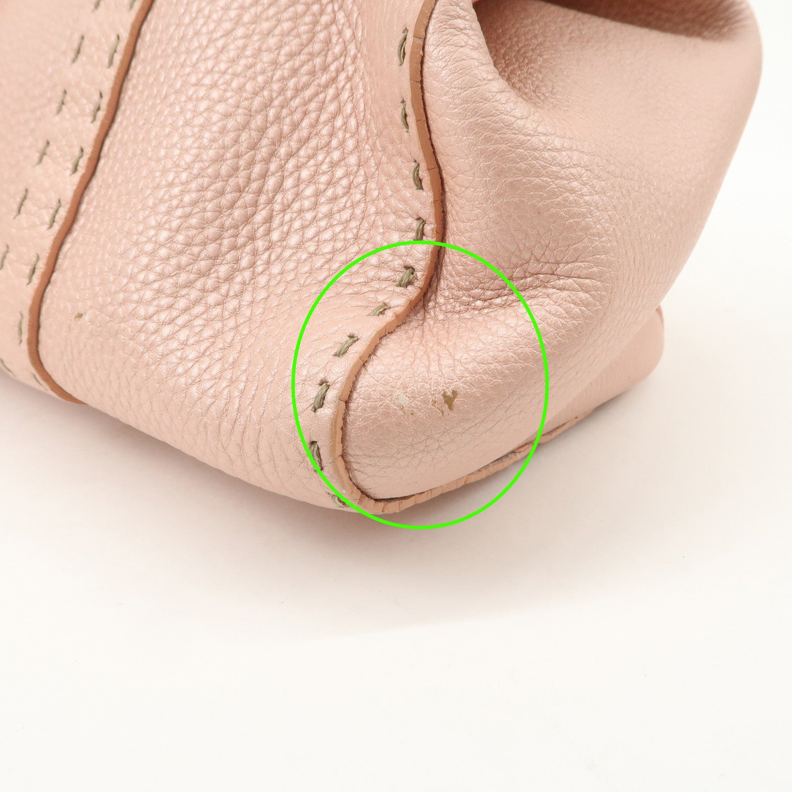 FENDI Seleria Linda Leather Shoulder Bag Hand Bag Pink 8BR442