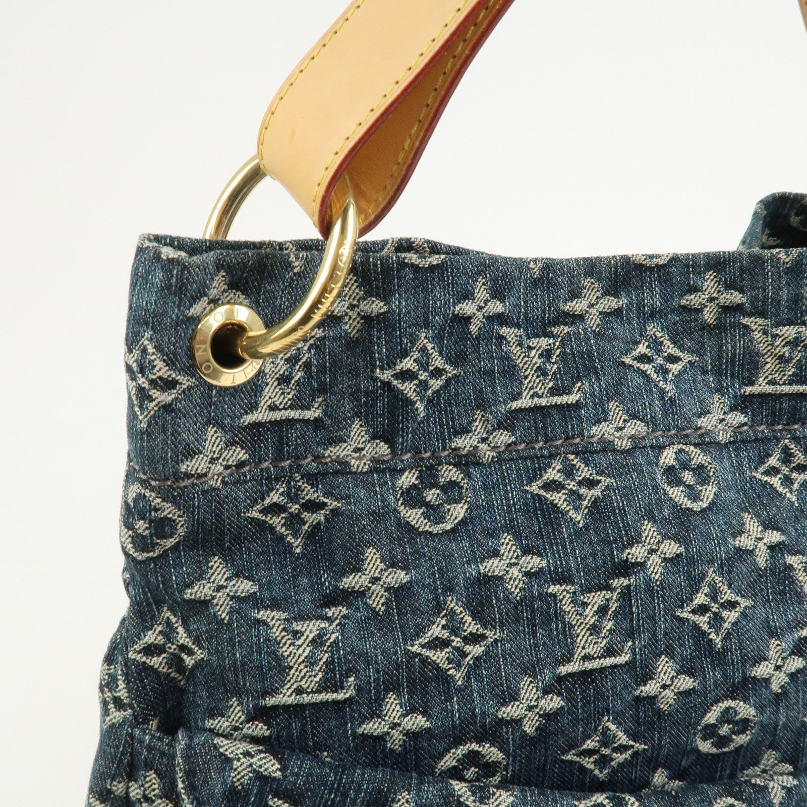 Louis Vuitton Monogram Denim Daily GM Shoulder Bag Gris Bleu M40493
