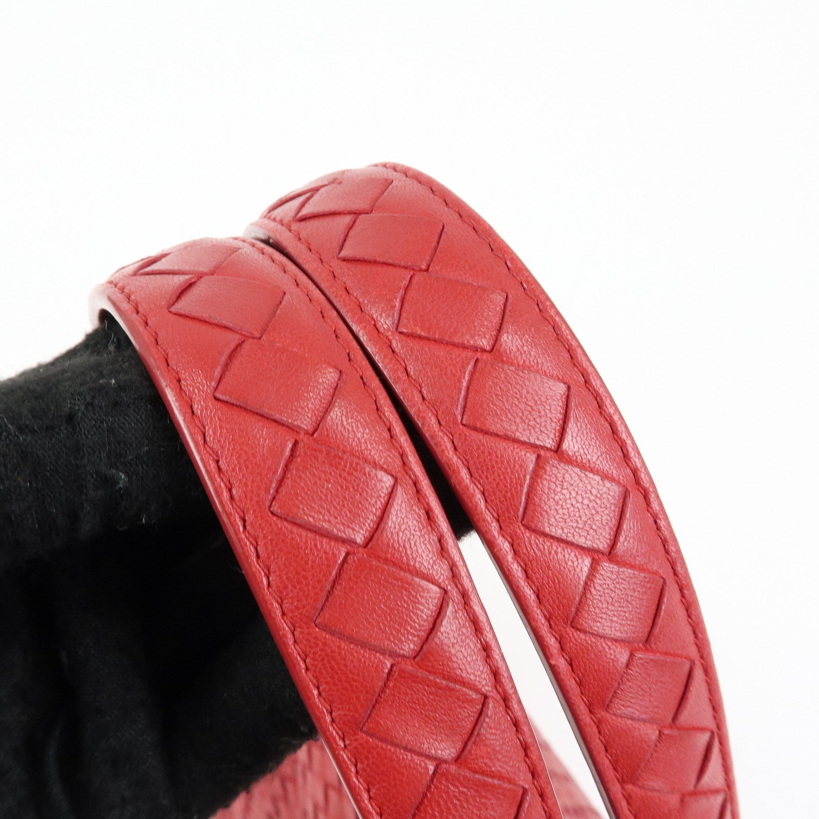 BOTTEGA VENETA Intrecciato Leather Shoulder Bag Hand Bag Red