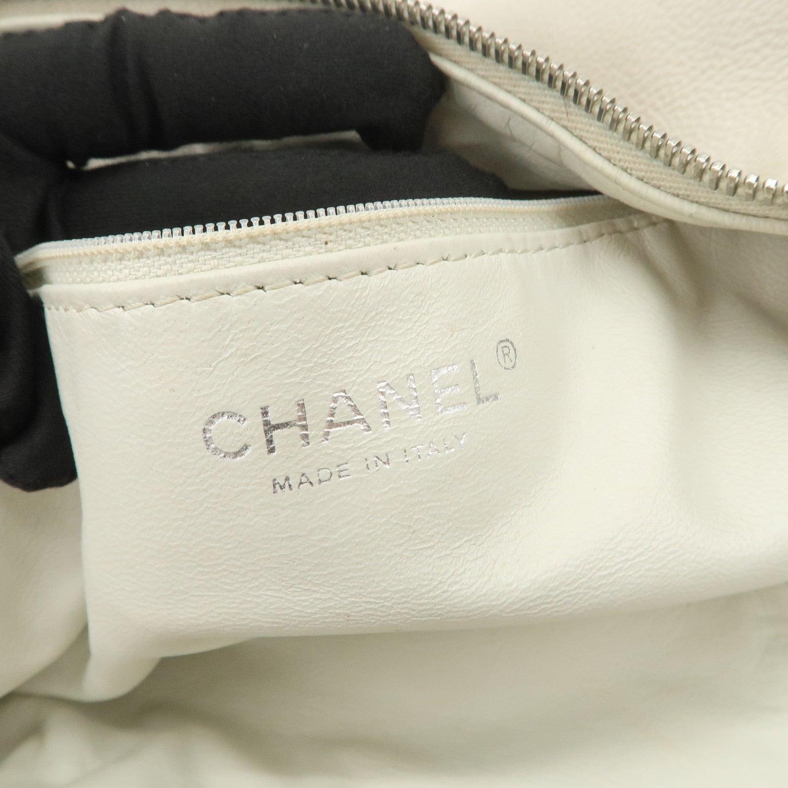 CHANEL COCO Mark Caviarskin Chain Tote Bag Shoulder Bag Ivory