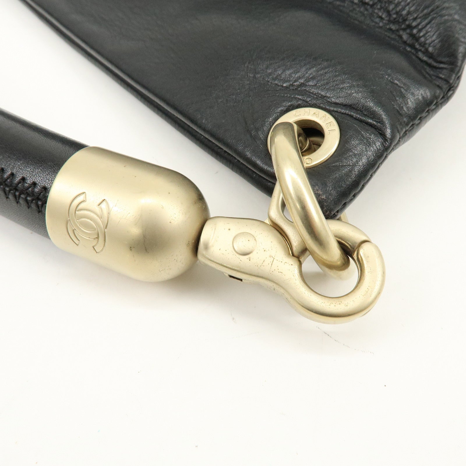 CHANEL COCO Mark Calf Leather Hand Bag Shoulder Bag Black