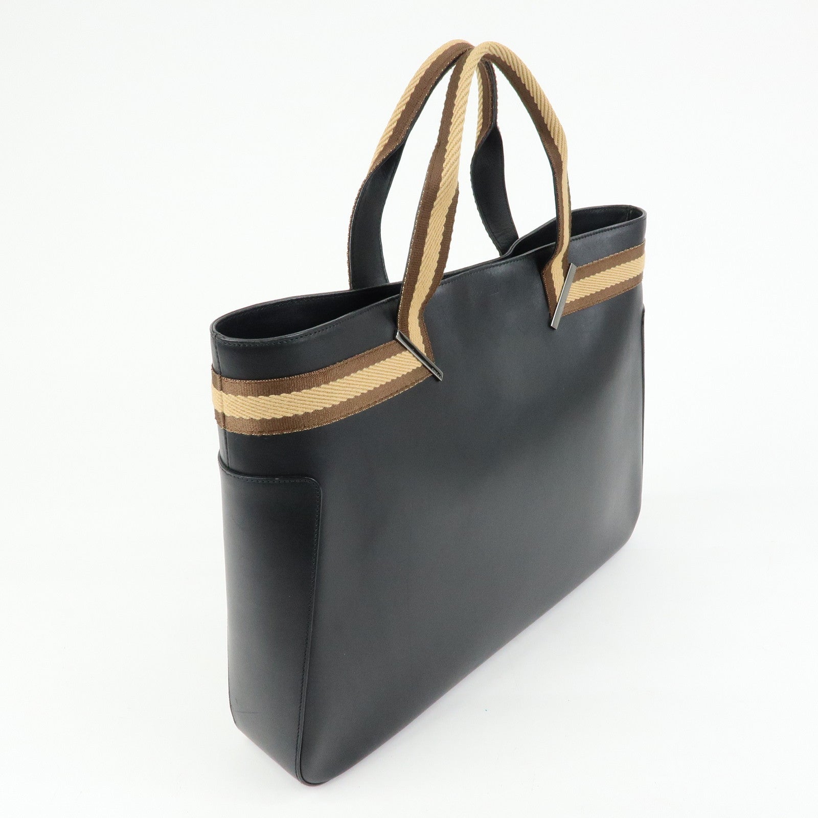 GUCCI Sherry Leather Tote Bag Hand Bag Black 002・1134
