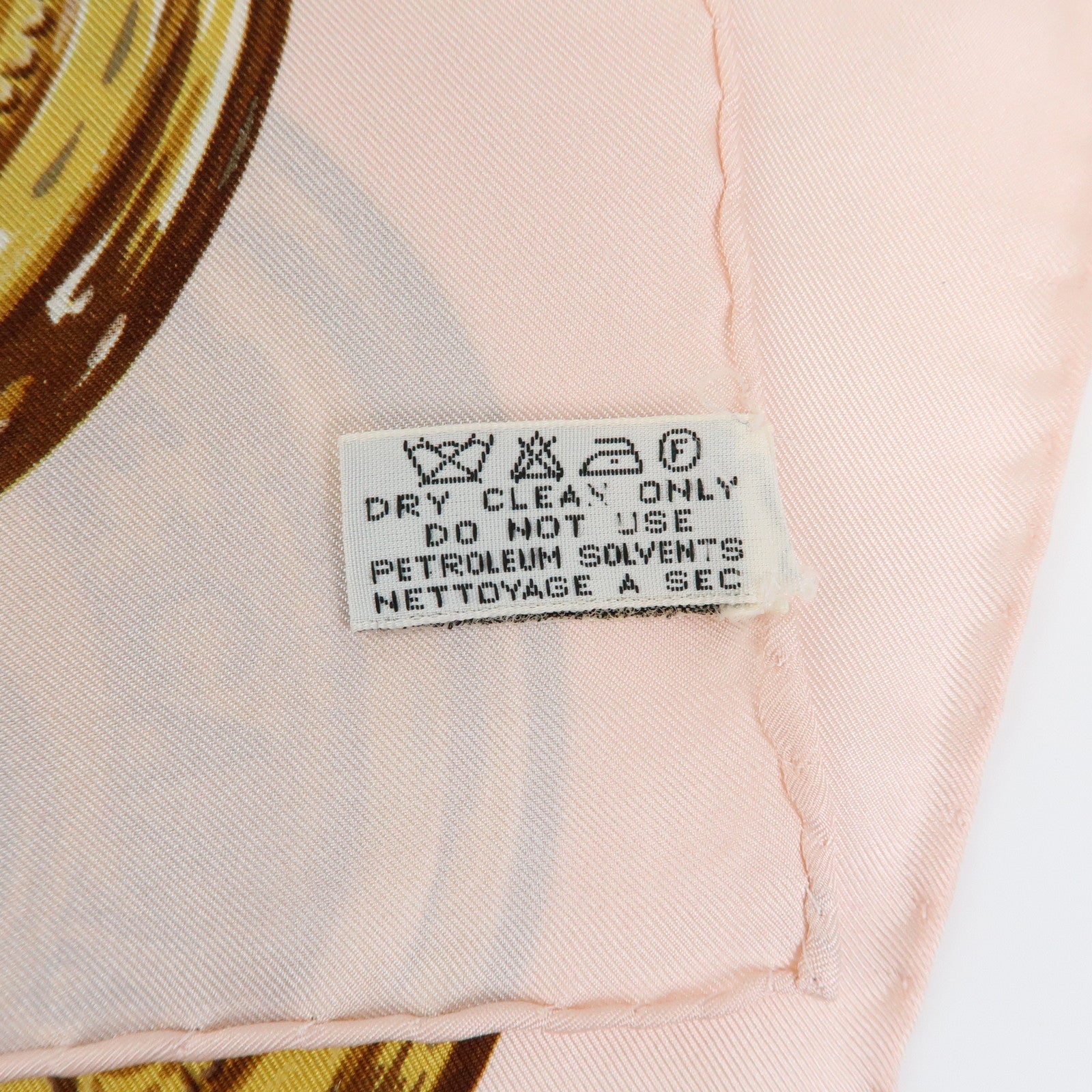 CHANEL COCO Mark Silk 100% Scarf Chain Pearl Motif Pink