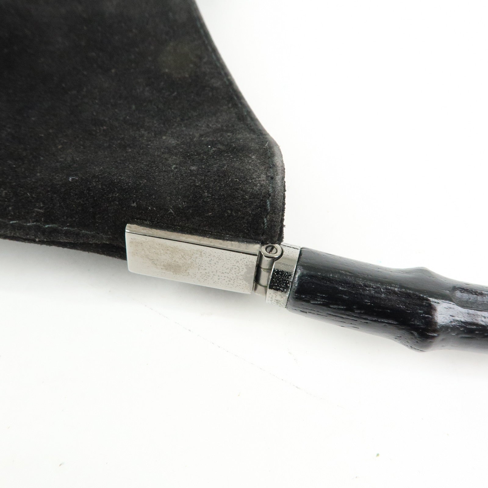 GUCCI Bamboo Suede Shoulder Bag Hand Bag Black 001.3244