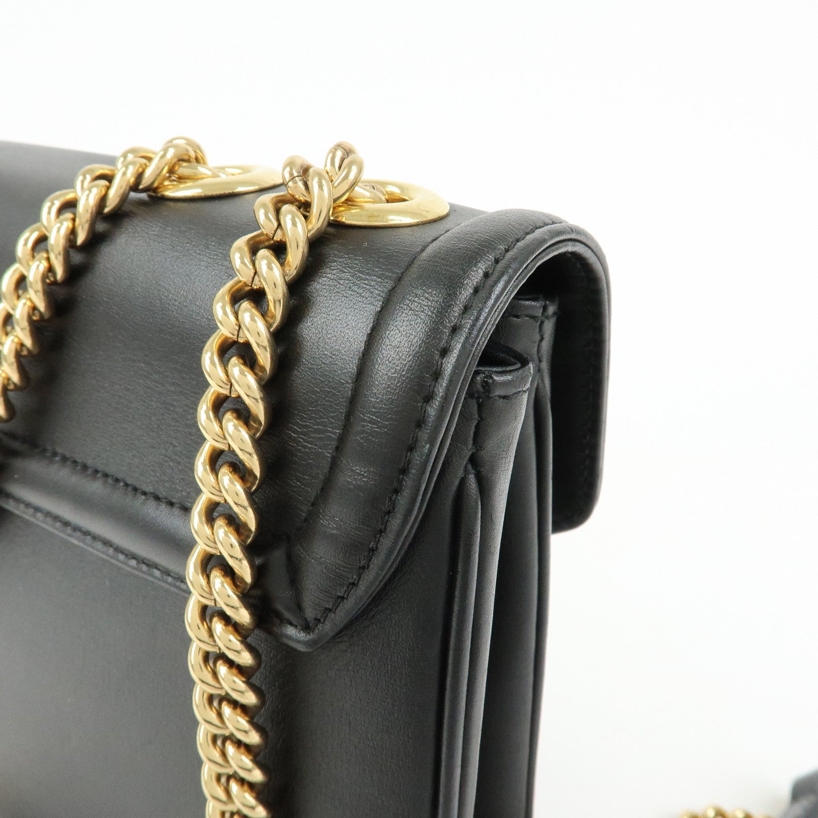 GUCCI Raja Horsebit Interlocking G Chain Shoulder Bag Black 537241