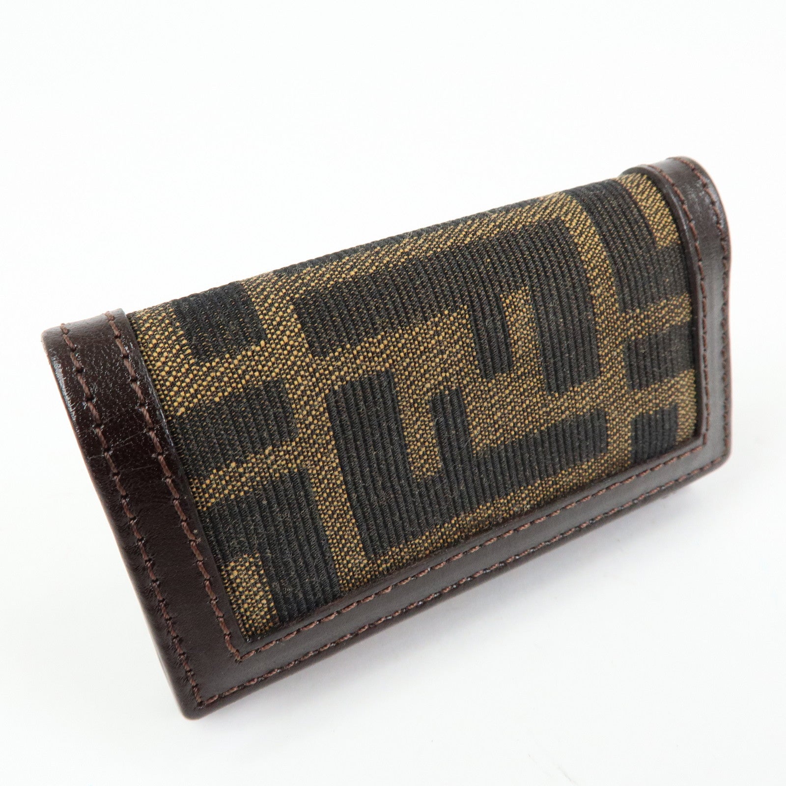 FENDI Zucca Canvas Leather 6 Rings Key Case Brown Black 513516