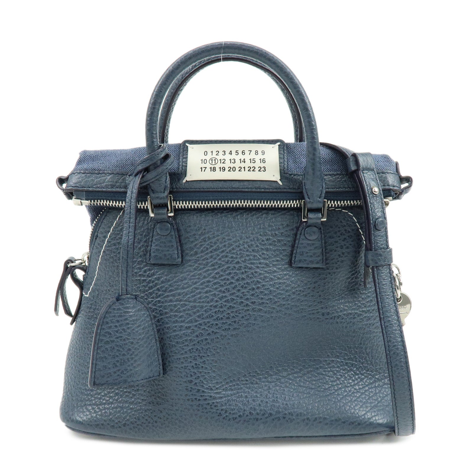 Maison Margiela 5AC Leather Canvas 2Way Bag Hand Shoulder Bag Navy