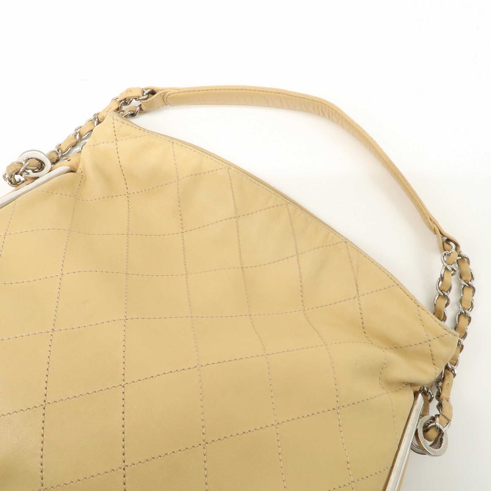 CHANEL Matelasse Lamb Skin Chain Shoulder Bag Beige A29285 Used