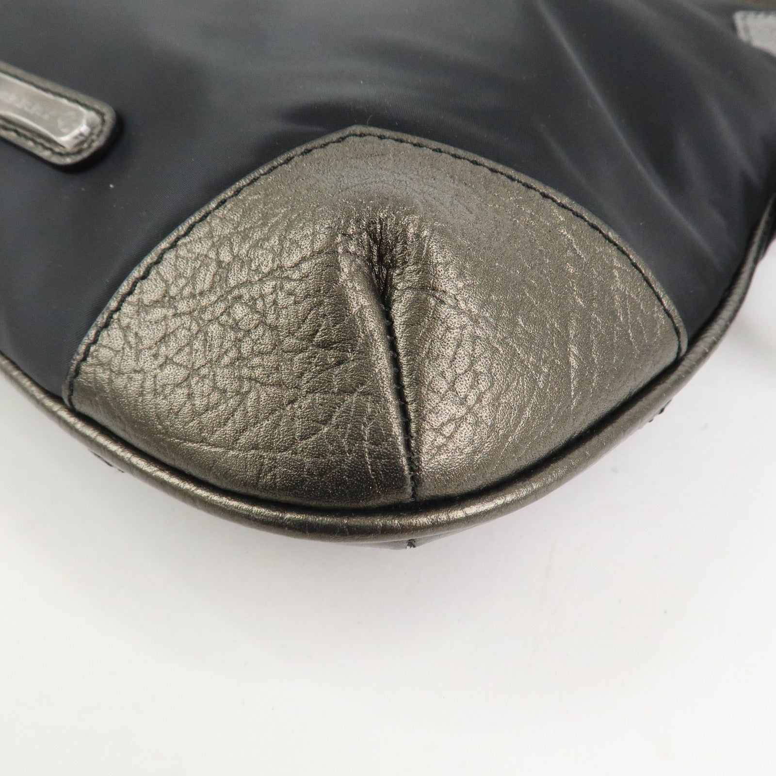 BURBERRY Nylon Leather Shoulder Bag Crossbody Bag Black Bronze