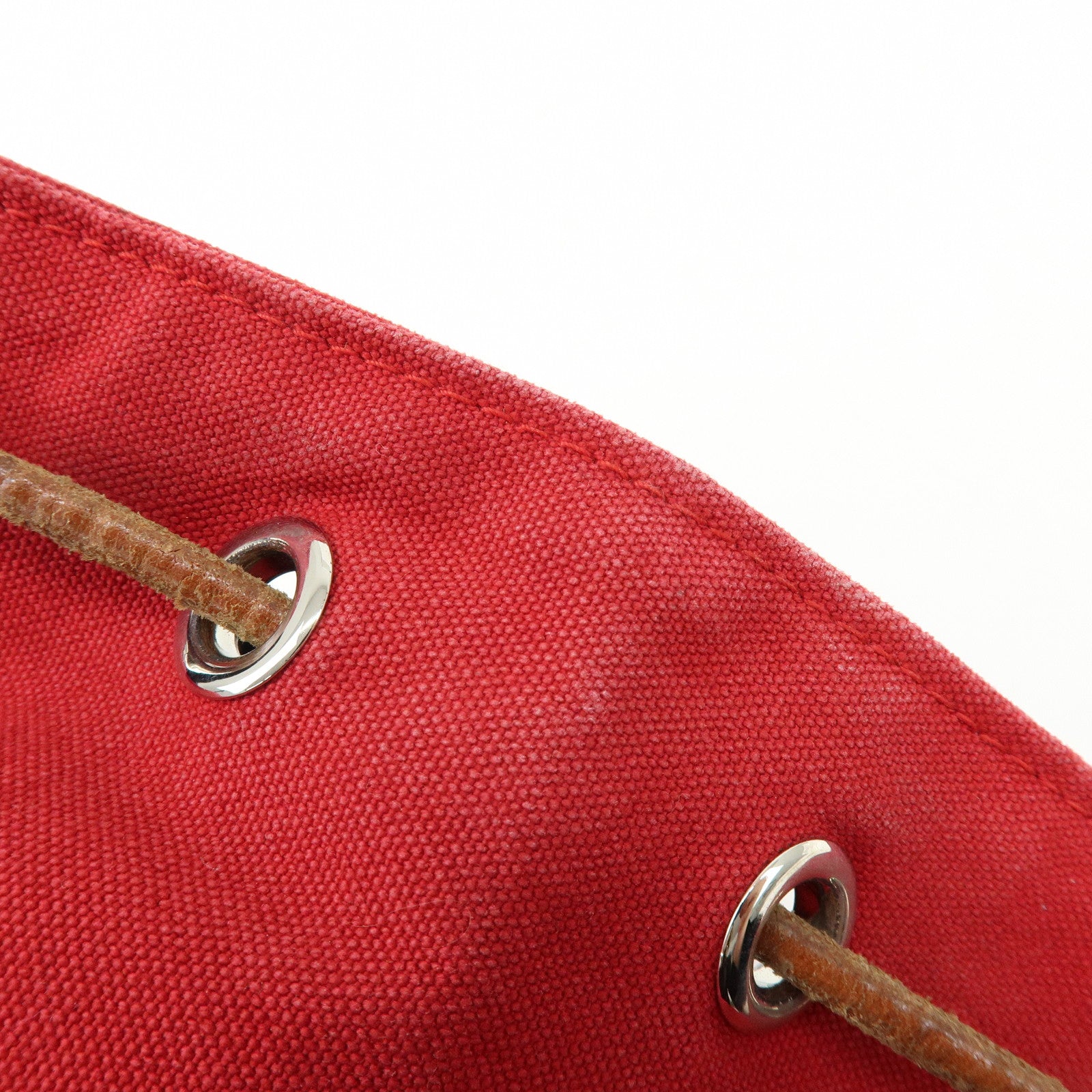 HERMES Canvas Leather Polochon Mimil PM Drawstring Shoulder Bag