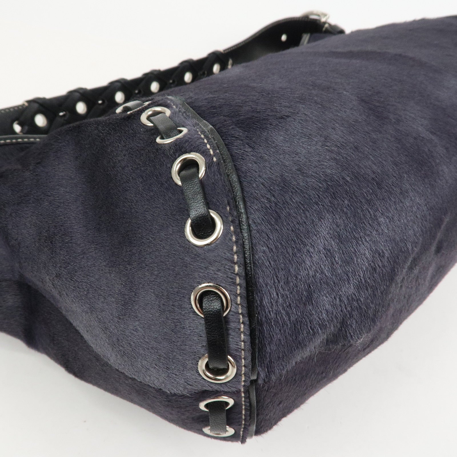 COACH Logo Unborn Calf Leather Shoulder Bag Hand Bag Black