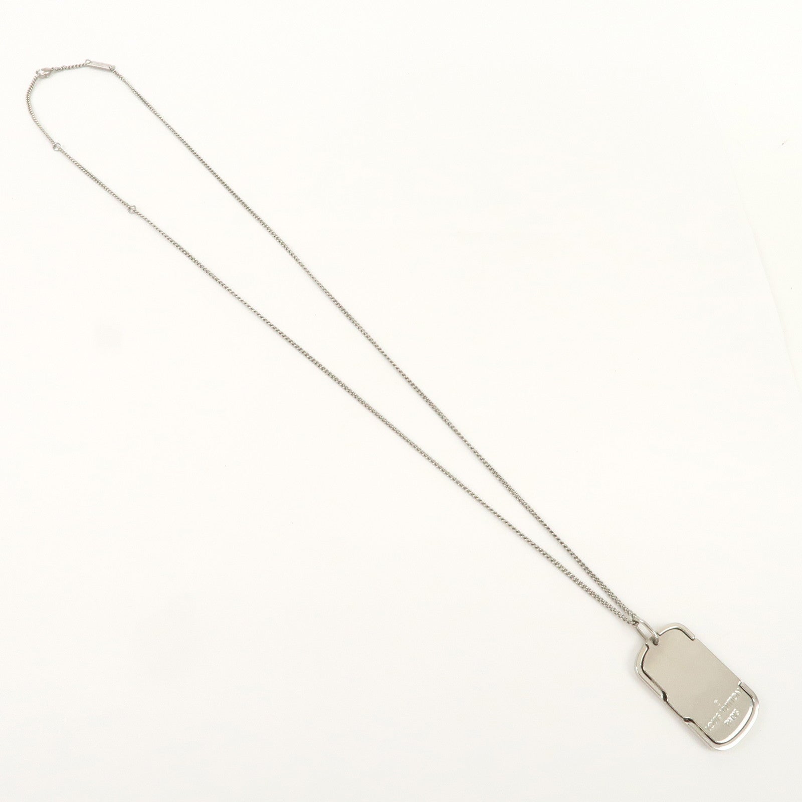 Louis Vuitton Monogram Metal Locket Necklace Silver M62484