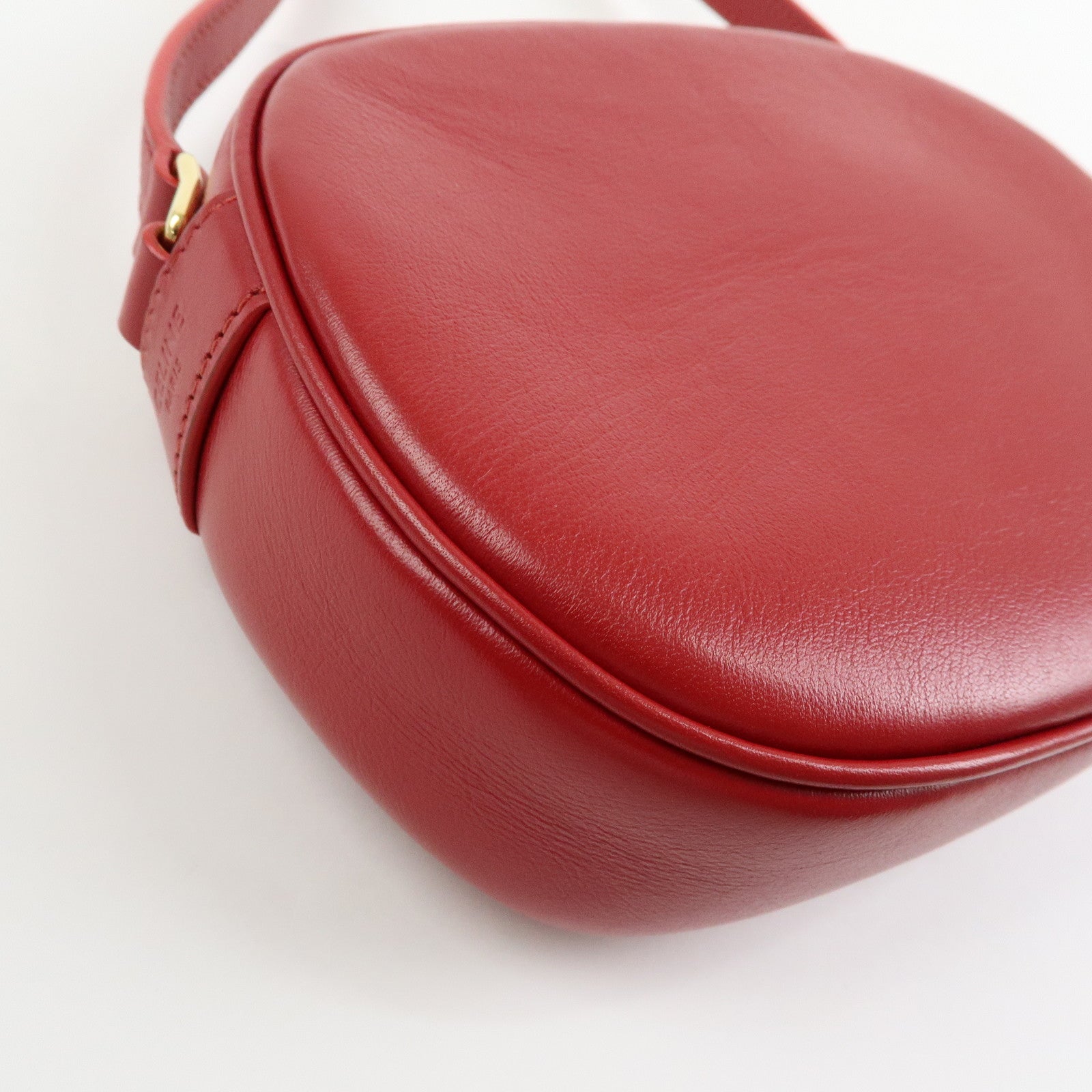 CELINE Leather Shoulder Bag Crossbody Bag C Charm Red