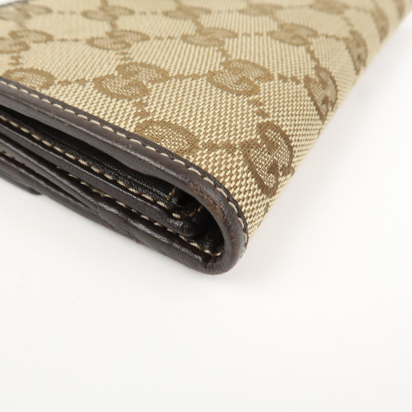 GUCCI Lovely Heart GG Canvas Leather Bi-fold Long Wallet 203550