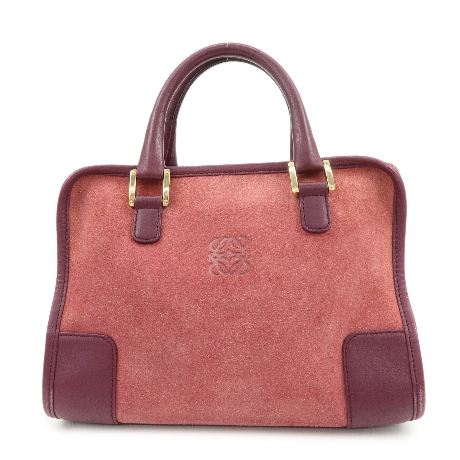 LOEWE Anagram Amazona 28 Suede Leather Hand Bag Pink Purple
