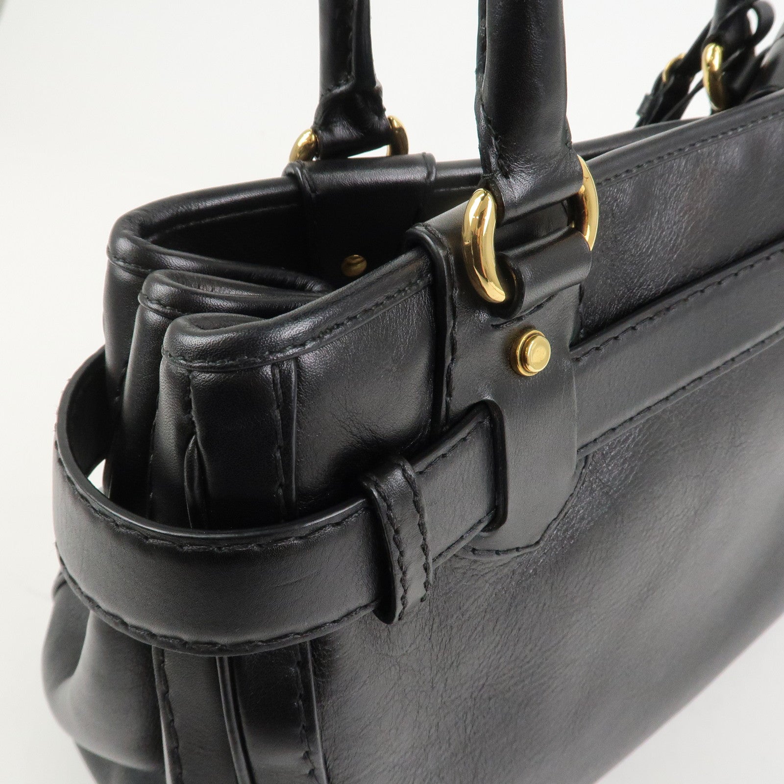 GUCCI GG Running Calf Leather Tote Bag Hand Bag Black 247183