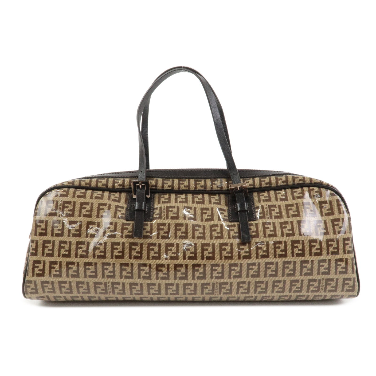 FENDI Zucchino PVC Leather Shoulder Bag Hand Bag Brown 8BL006