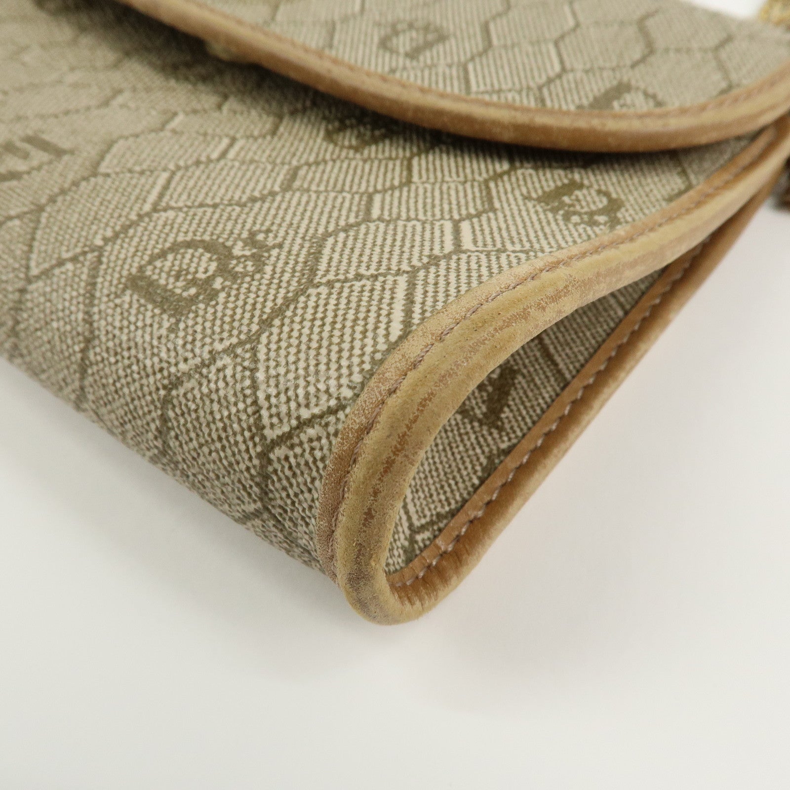 Christian Dior Honeycomb PVC Leather Chain Shoulder Bag Beige