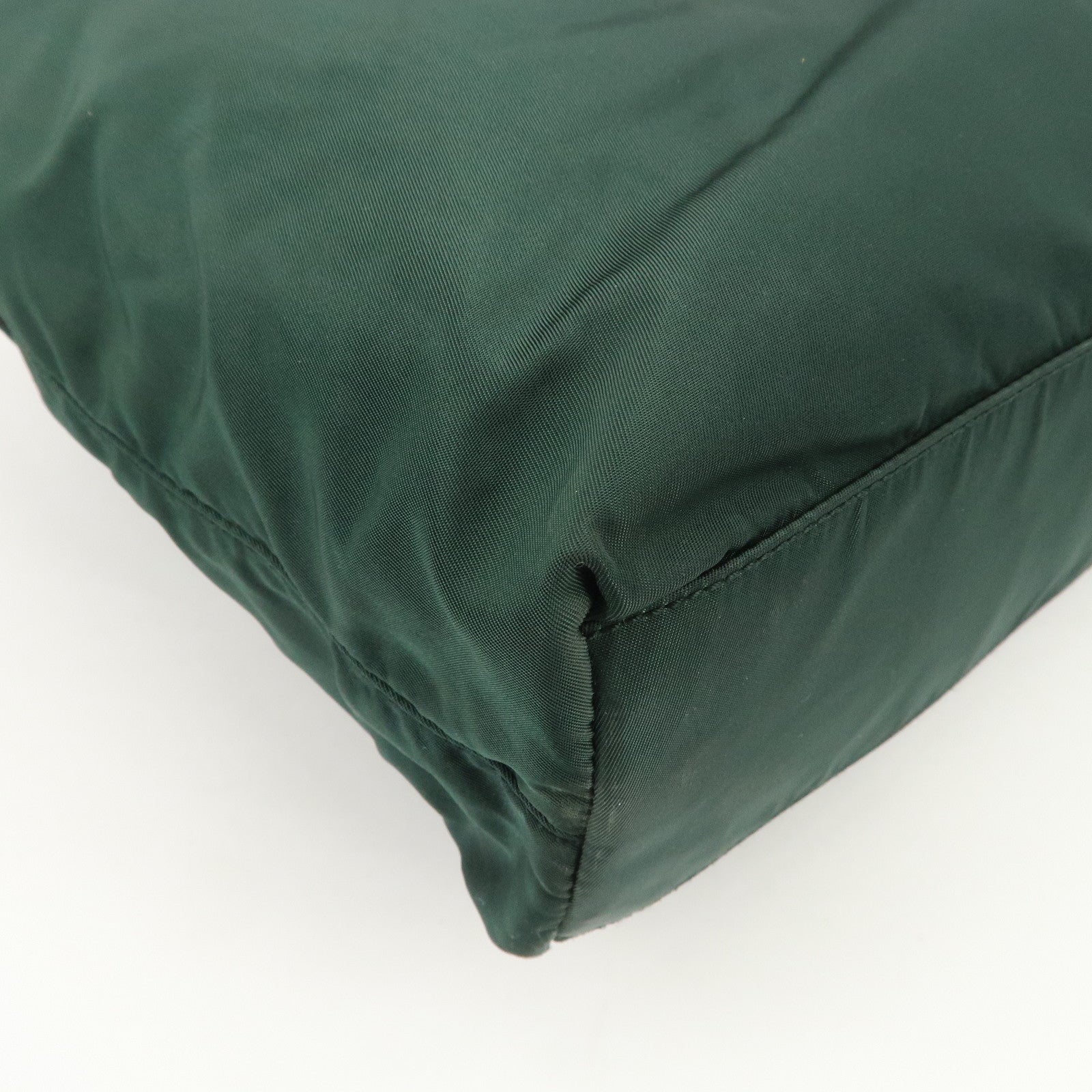 PRADA Triangle Logo Nylon Leather Shoulder Bag Hand Dark Green