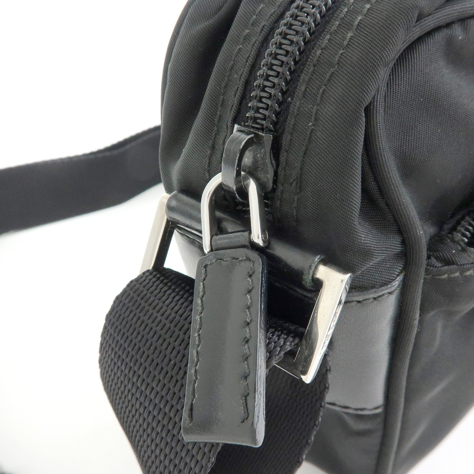 PRADA Triangle Logo Nylon Shoulder Bag Crossbody Bag Black BT0166