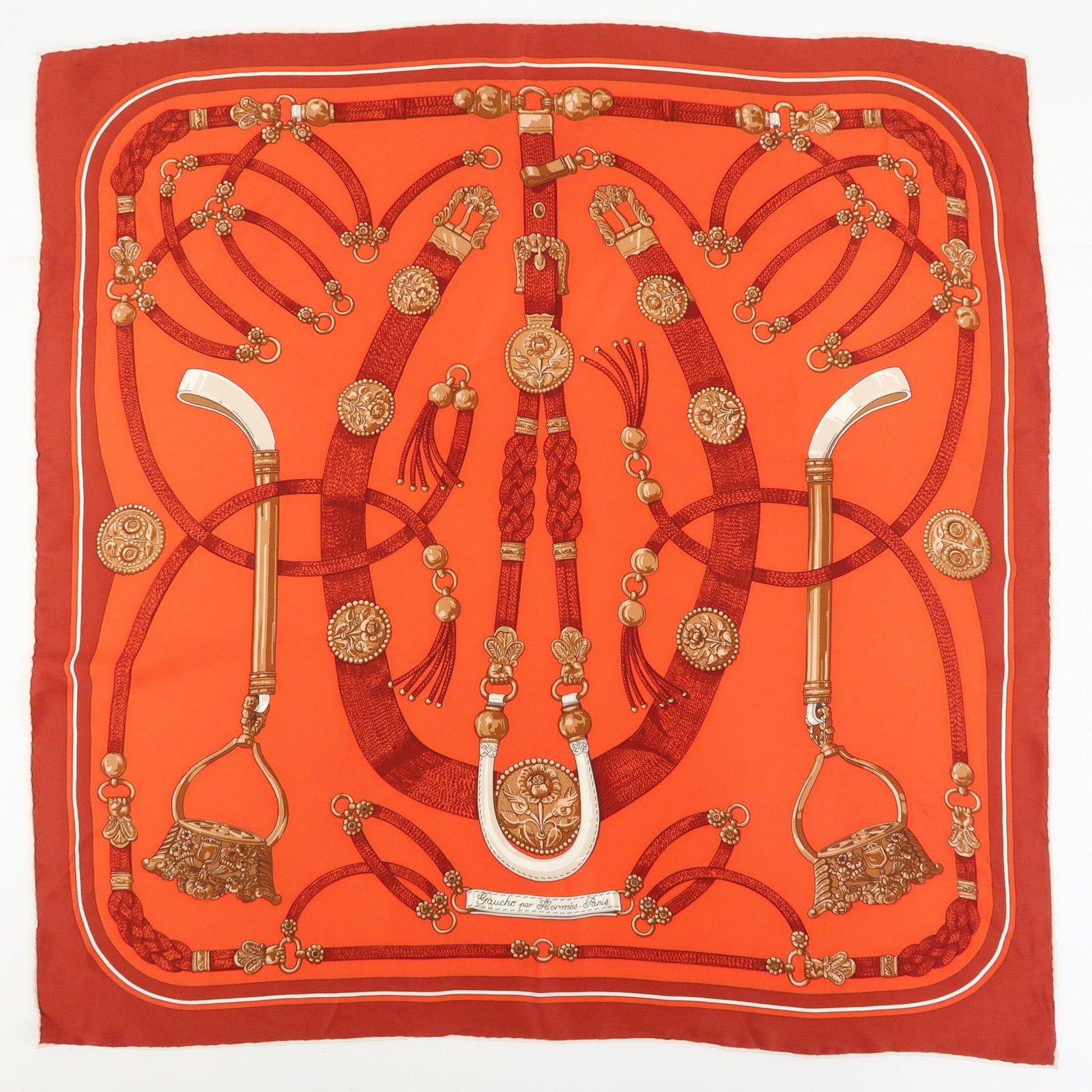 HERMES Carre 45 Carre 70 Set of 2 Silk Scarf CHANTILLY GAUCHO PAR
