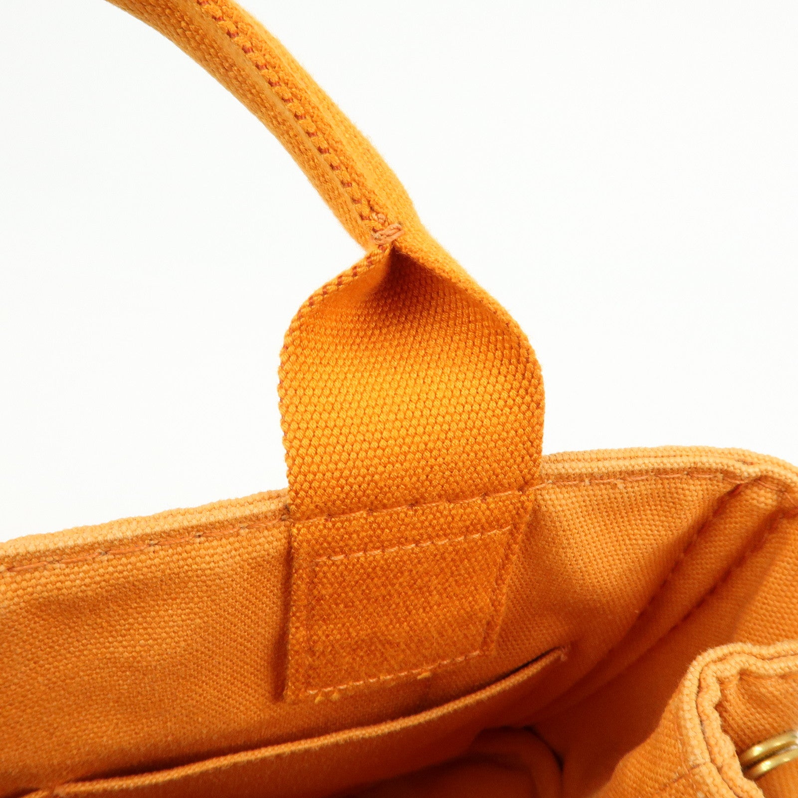 PRADA Triangle Logo Canapa Mini Canvas Tote Hand Bag Orange BN2439