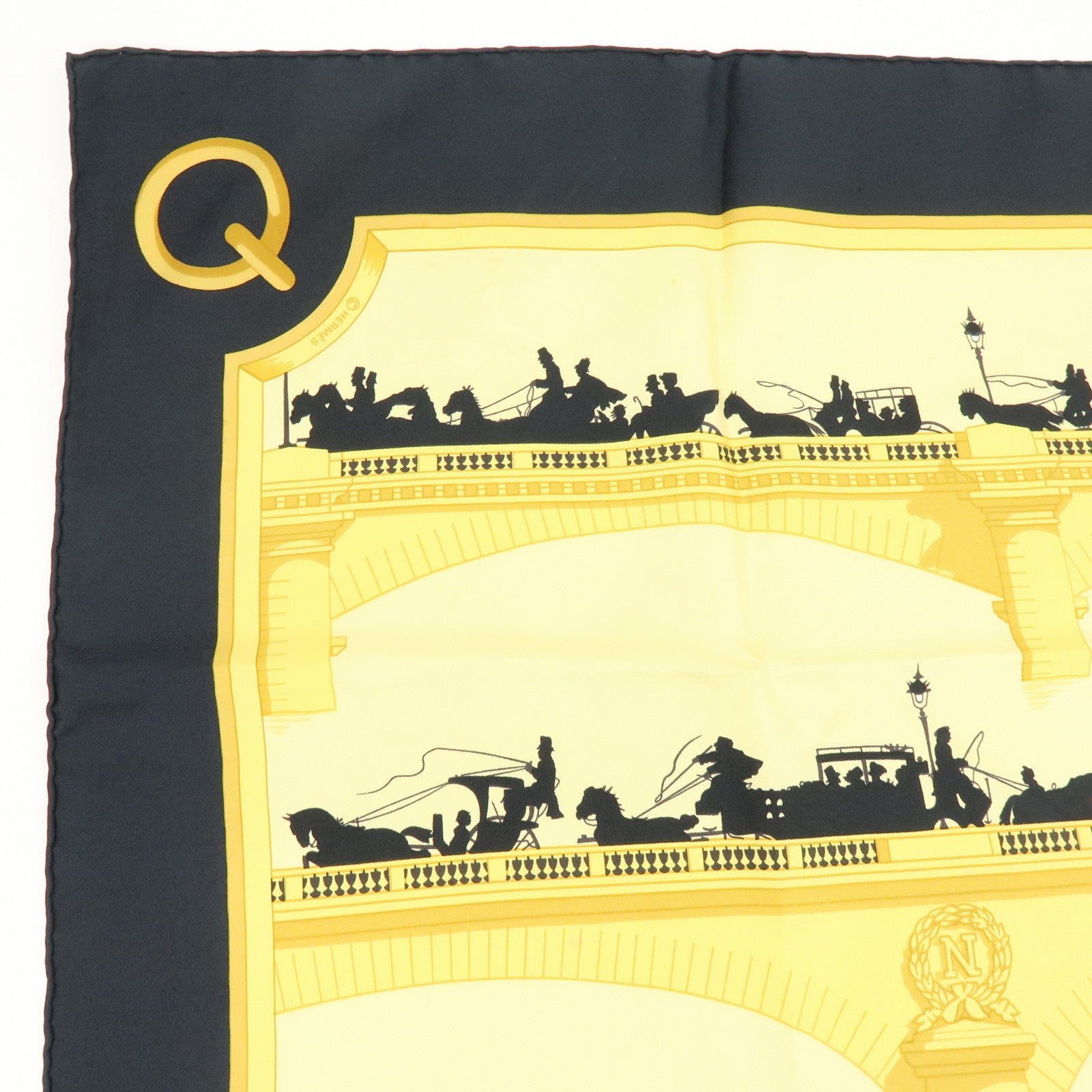 HERMES Carre 90 100% Silk LES PONTS DE PARIS Scarf Moss Green