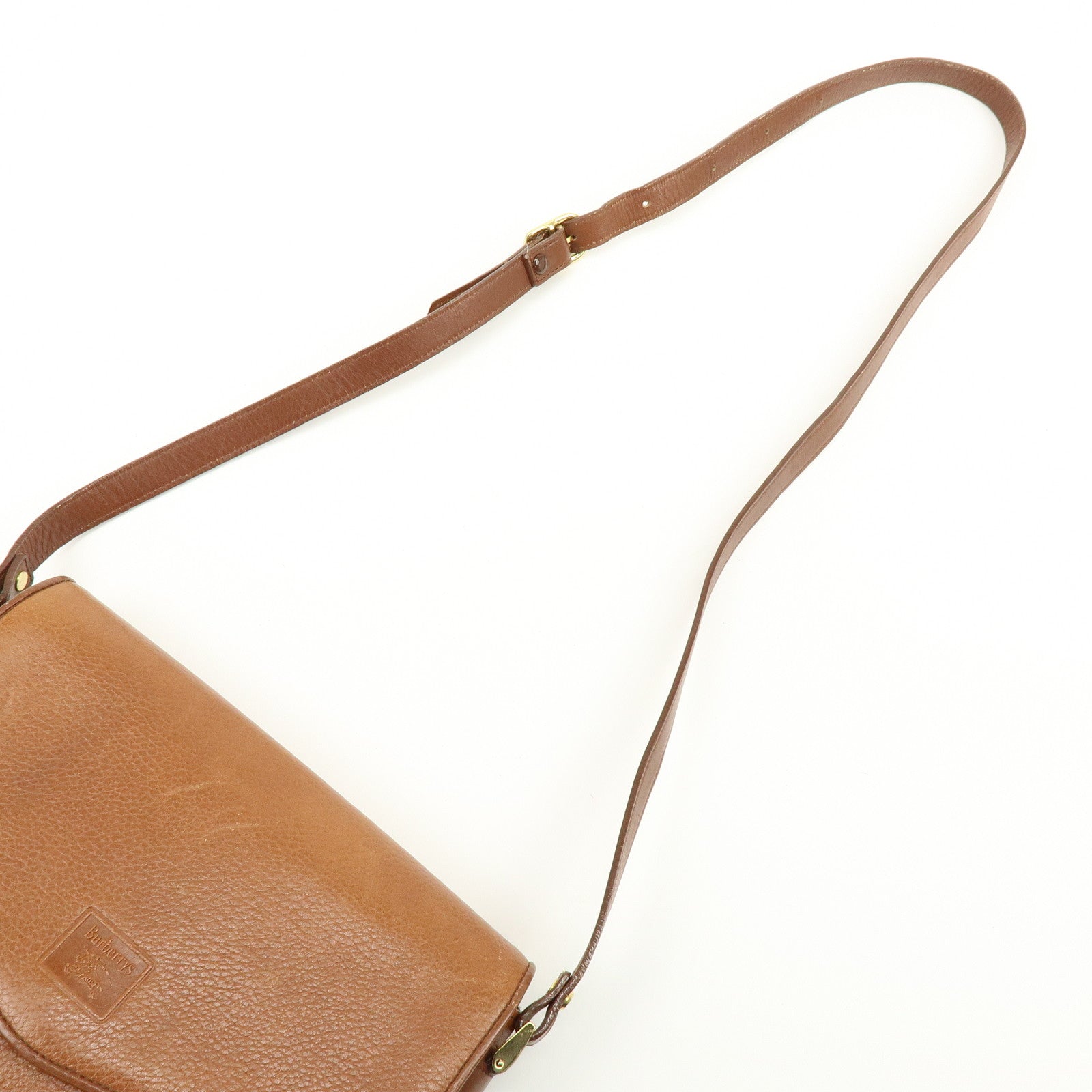 BURBERRY Logo Leather Shoulder Bag Crossbody Bag Brown